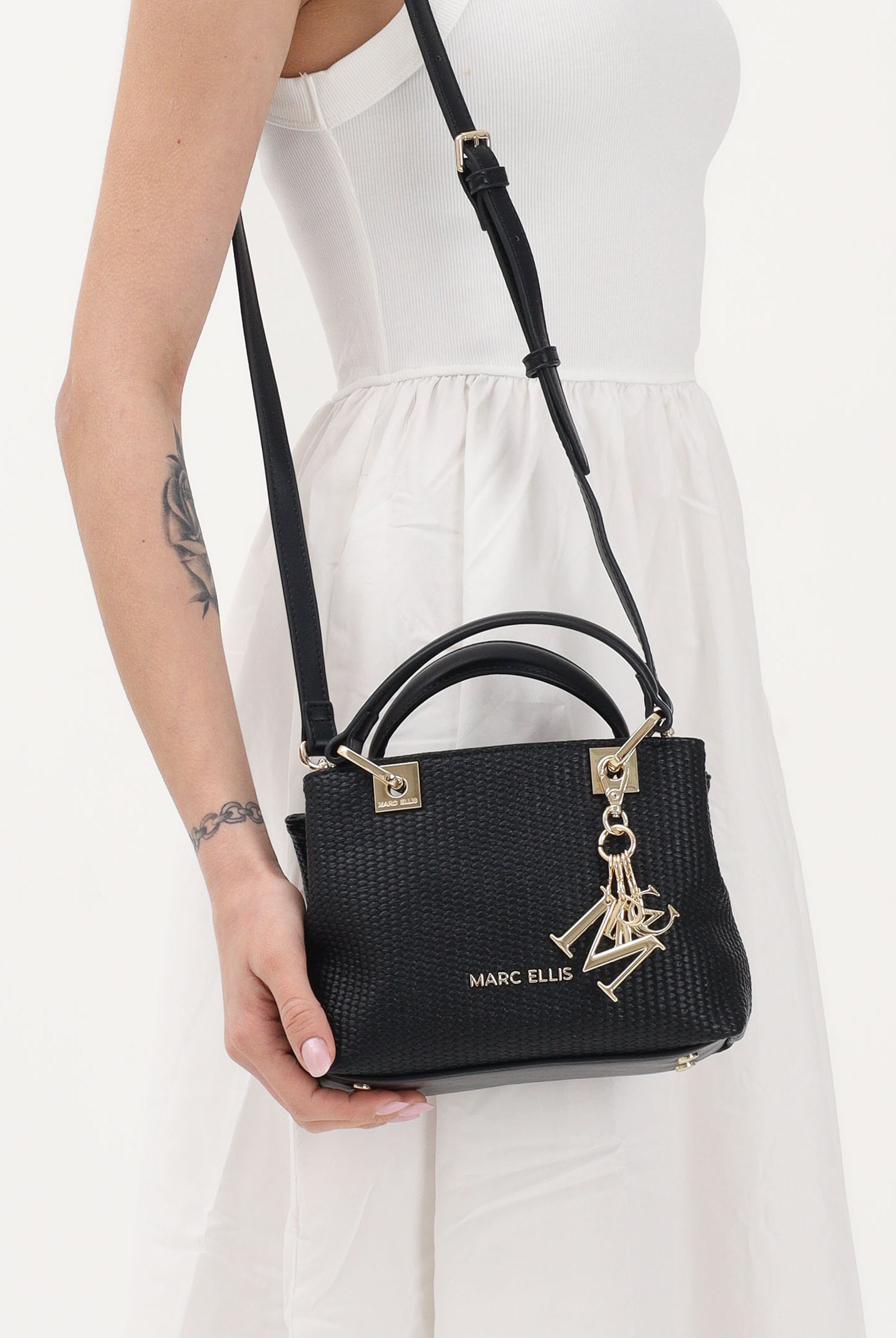 MARC ELLIS Borsa a mano Krissy S Straw nera da donna KRISSY-S-STRAW BL MARC ELLIS
