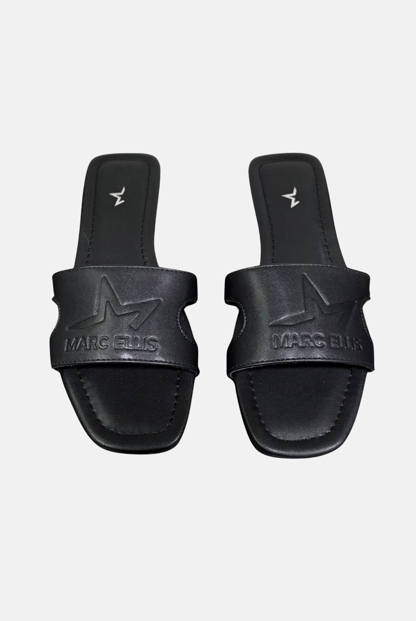 MARC ELLIS Ciabatte flat nere da donna con logo ME261C150 BX1 MARC ELLIS