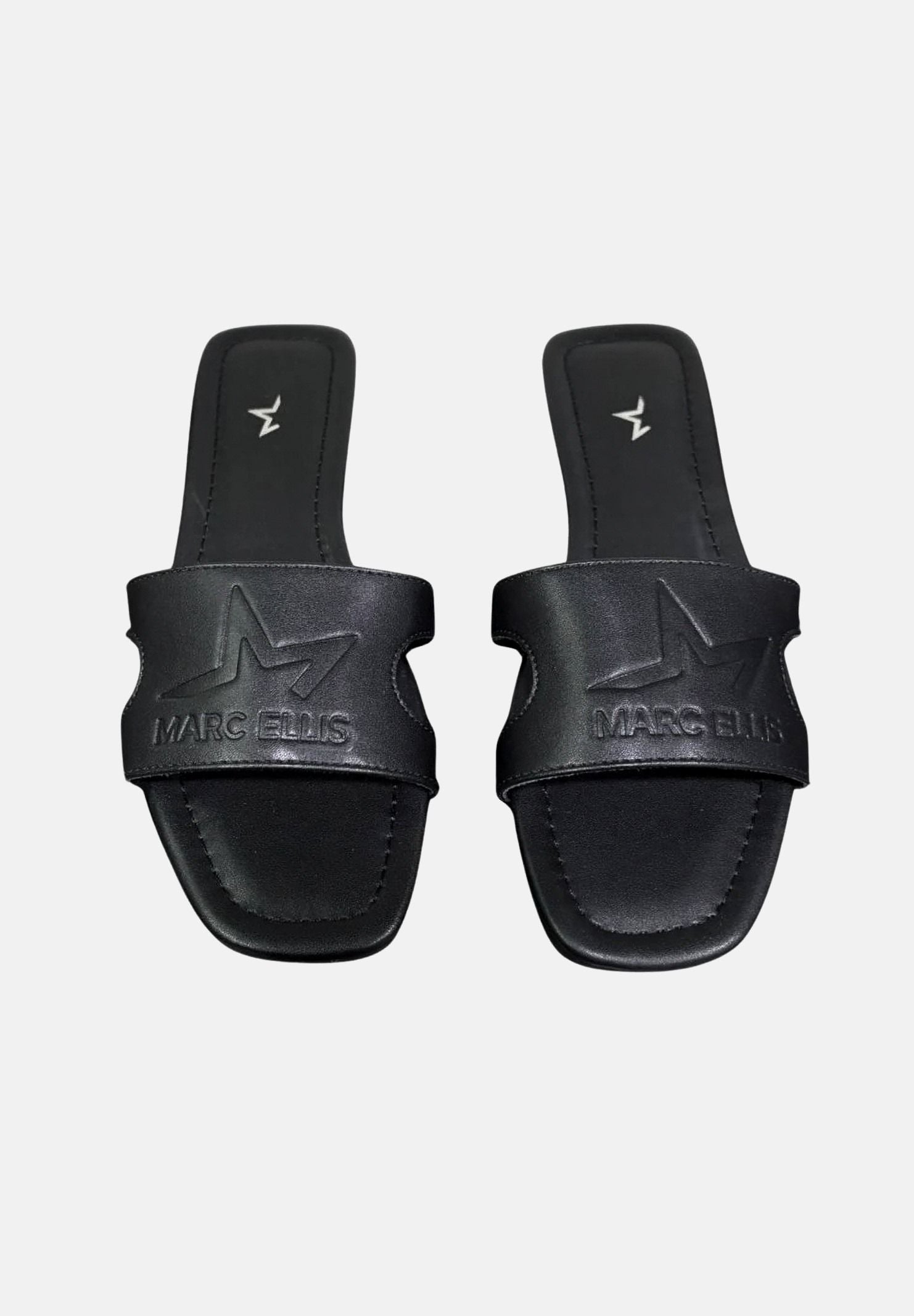 MARC ELLIS Ciabatte flat nere da donna con logo ME261C150 BX1 MARC ELLIS