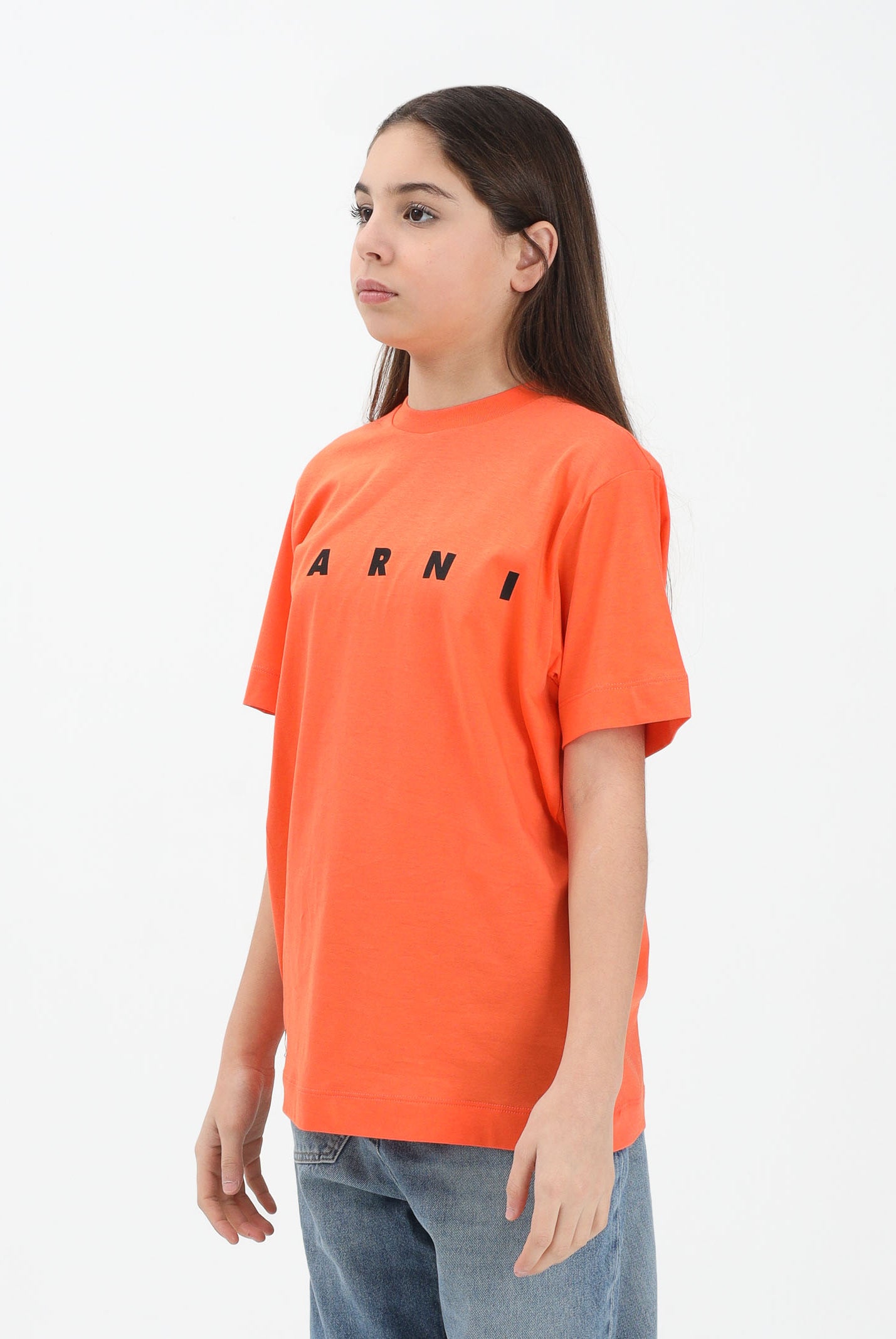 MARNI T-shirt a manica corta arancione per donna, bambino e bambina con logo M002MVM00RF 0M436 MARNI