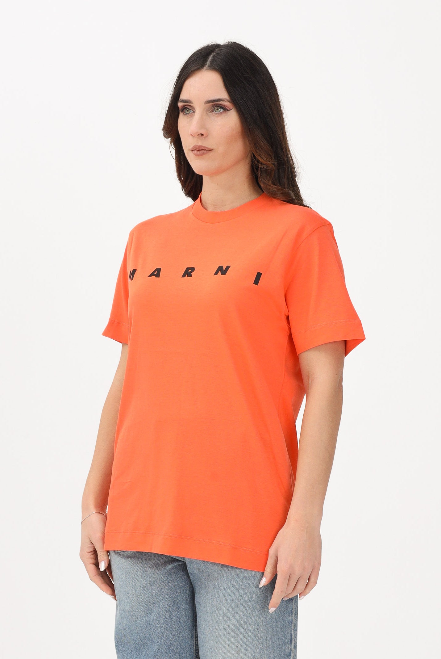 MARNI T-shirt a manica corta arancione per donna, bambino e bambina con logo M002MVM00RF 0M436 MARNI
