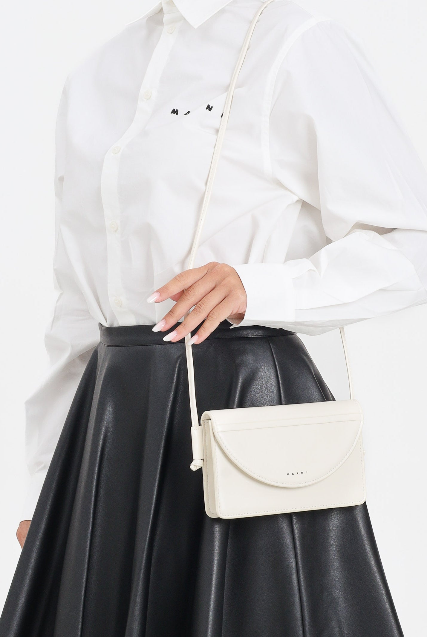 MARNI Borsa a tracolla panna da donna con logo M01256M00TK 0M221 MARNI