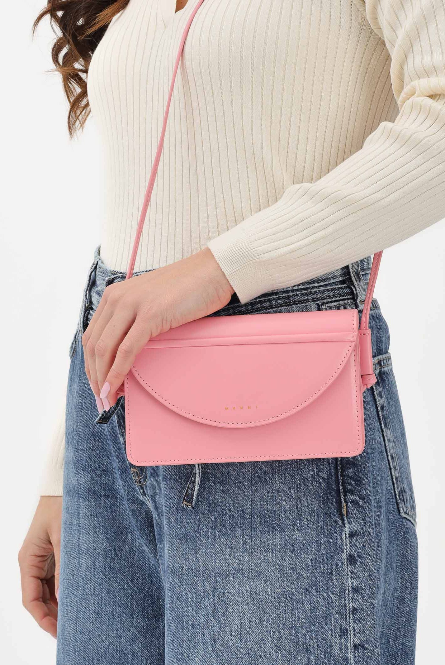 MARNI Borsa a tracolla rosa da donna con logo M01256M00TK 0M351 MARNI