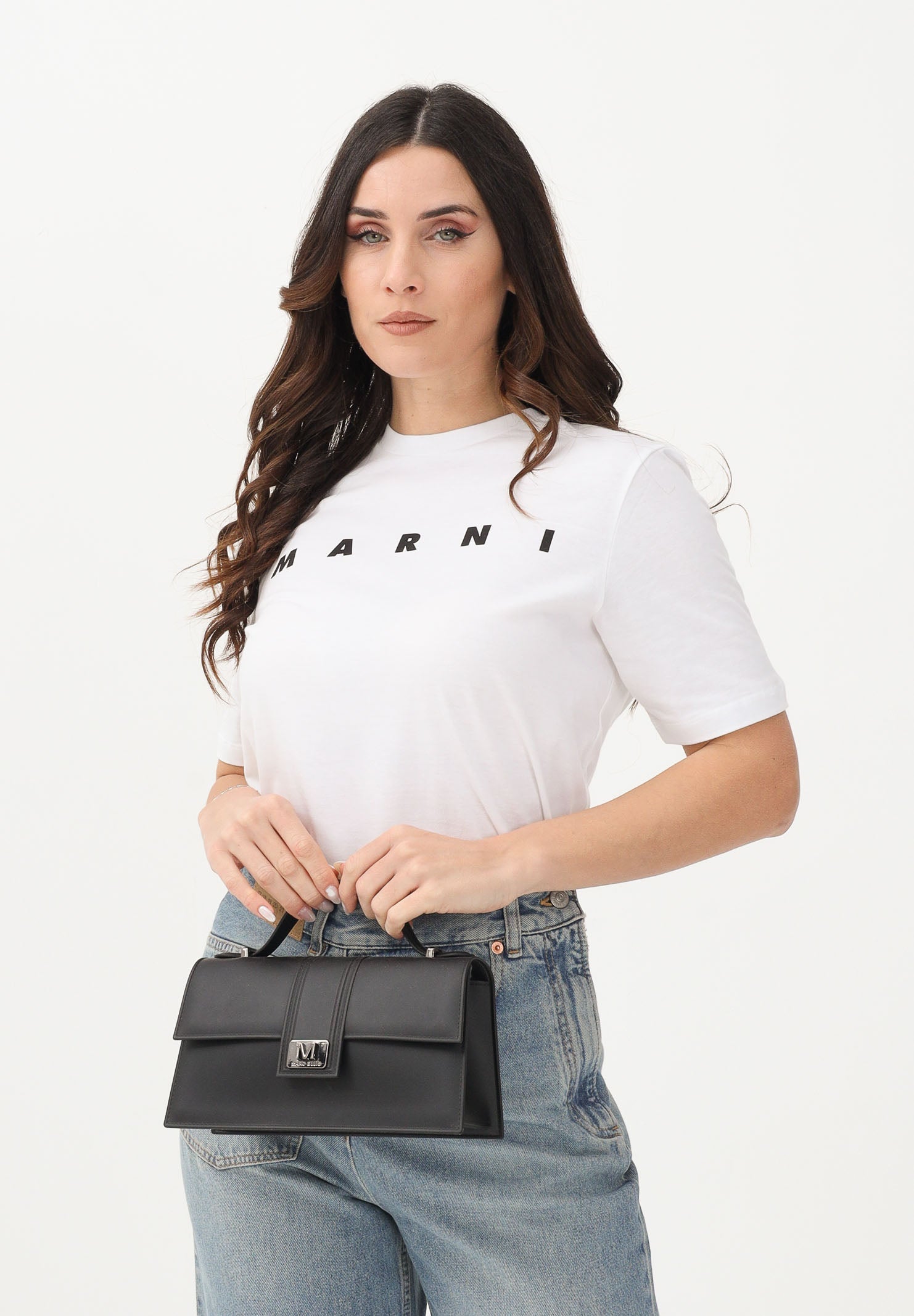 MARNI T-shirt a manica corta bianca per donna, ragazzi e bambini con logo M01601M00RF 0M100 MARNI