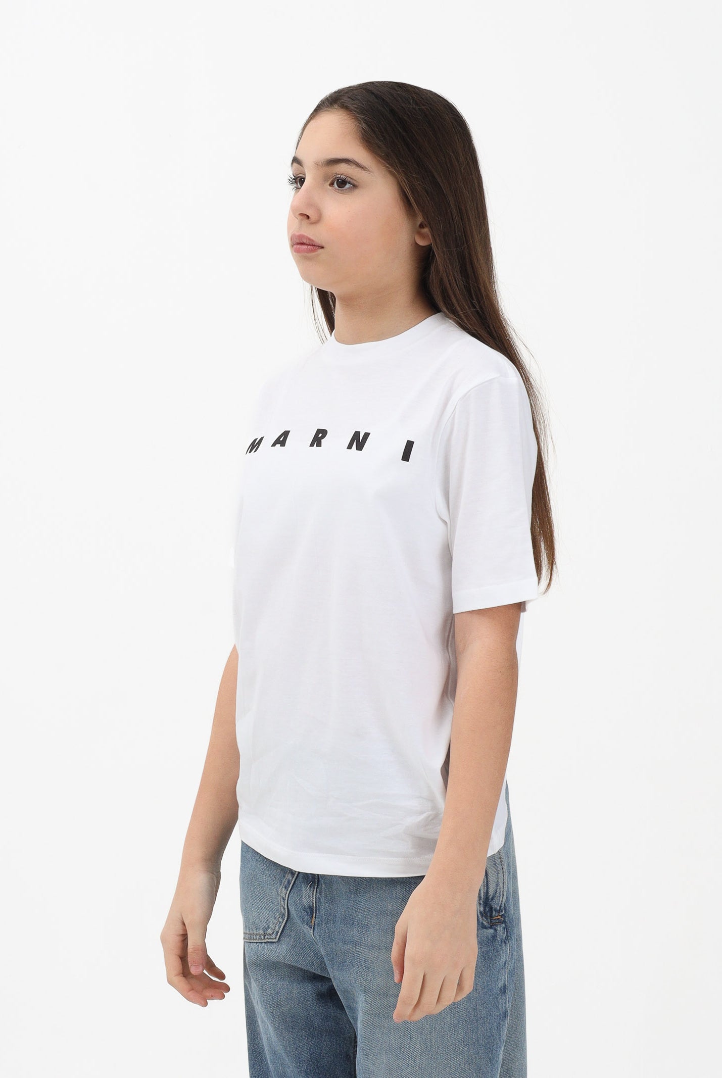 MARNI T-shirt a manica corta bianca per donna, ragazzi e bambini con logo M01601M00RF 0M100 MARNI