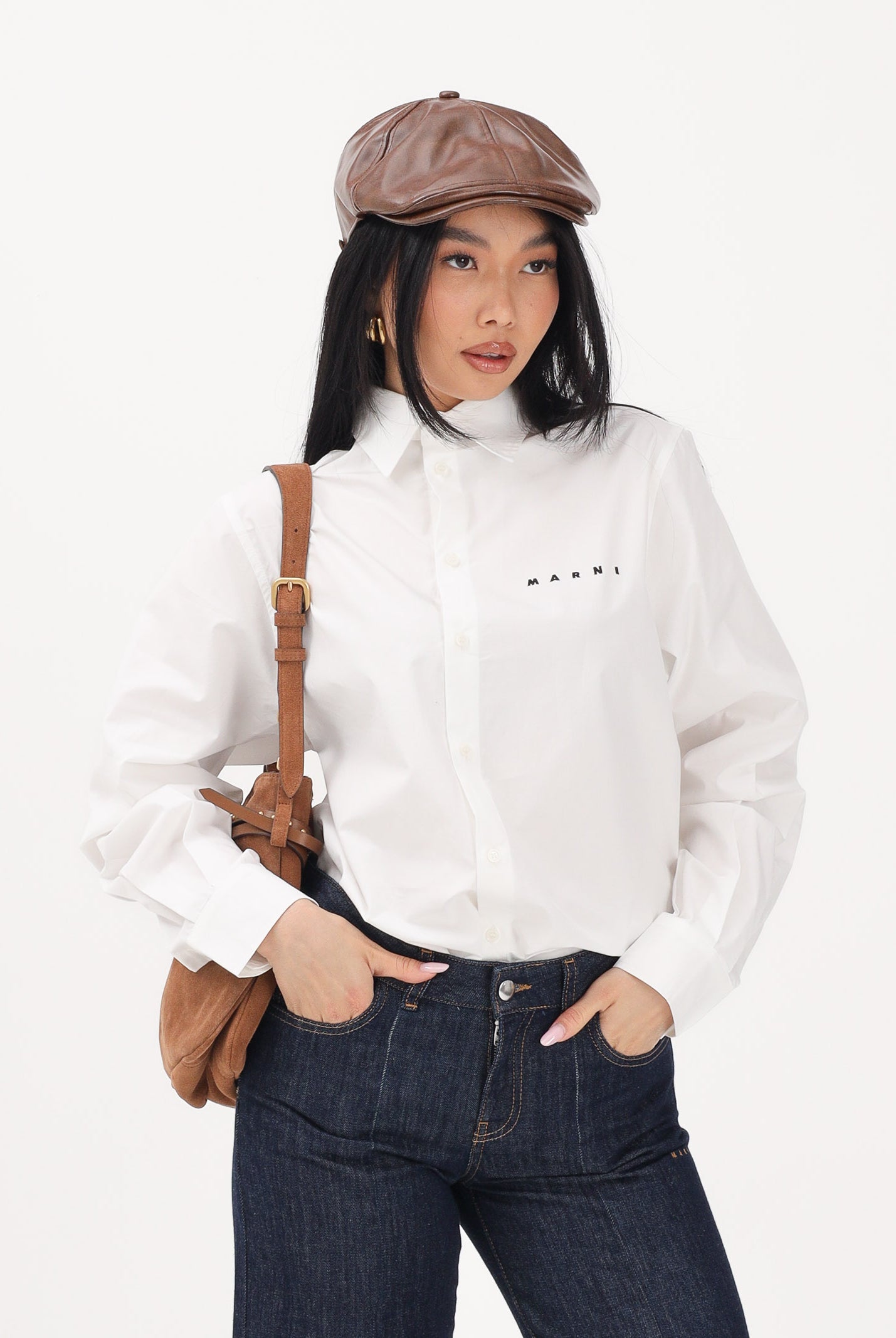 MARNI Camicia a manica lunga bianca per donna, ragazzi e bambini con logo M01628M00UW 0M114 MARNI