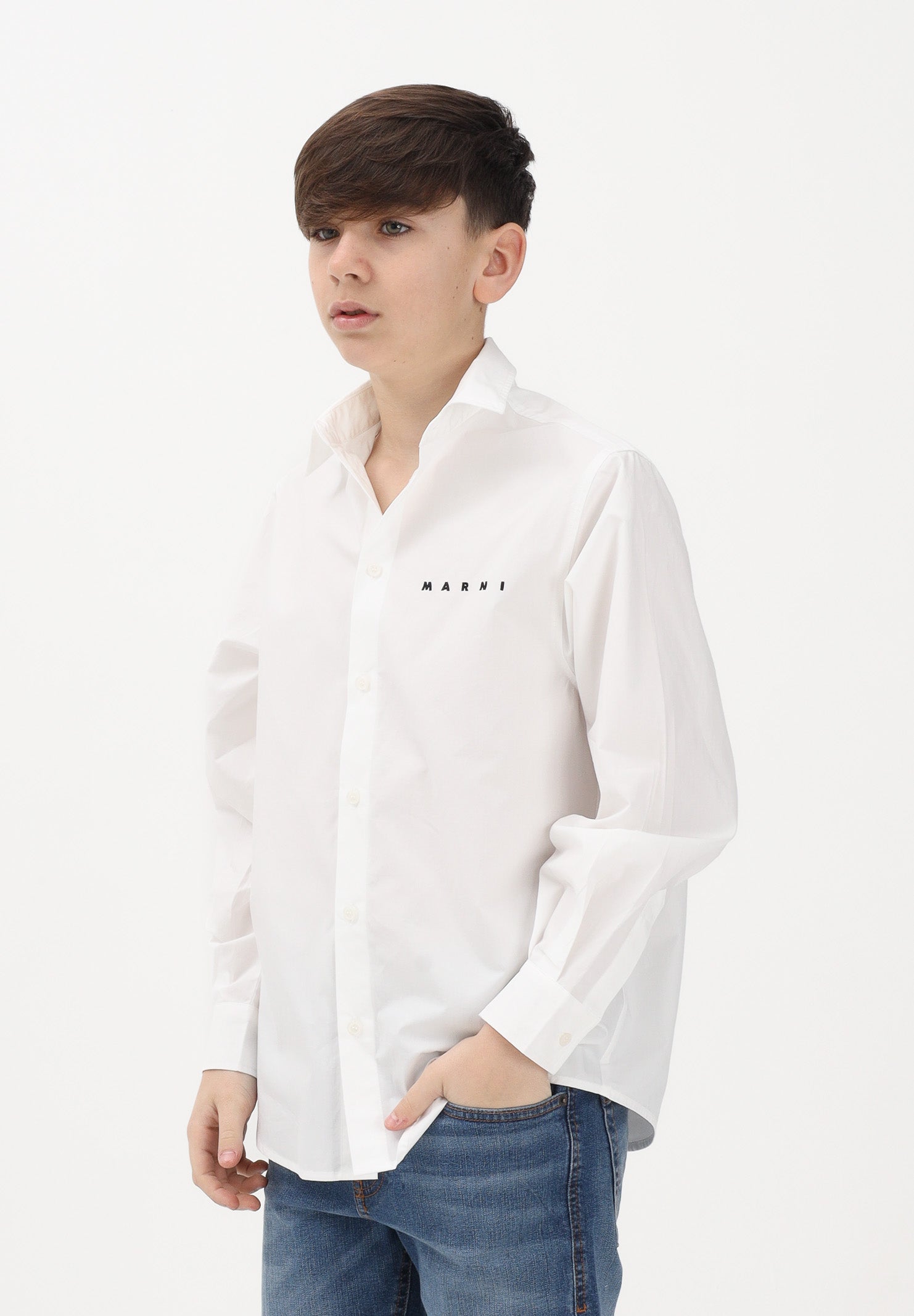 MARNI Camicia a manica lunga bianca per donna, ragazzi e bambini con logo M01628M00UW 0M114 MARNI