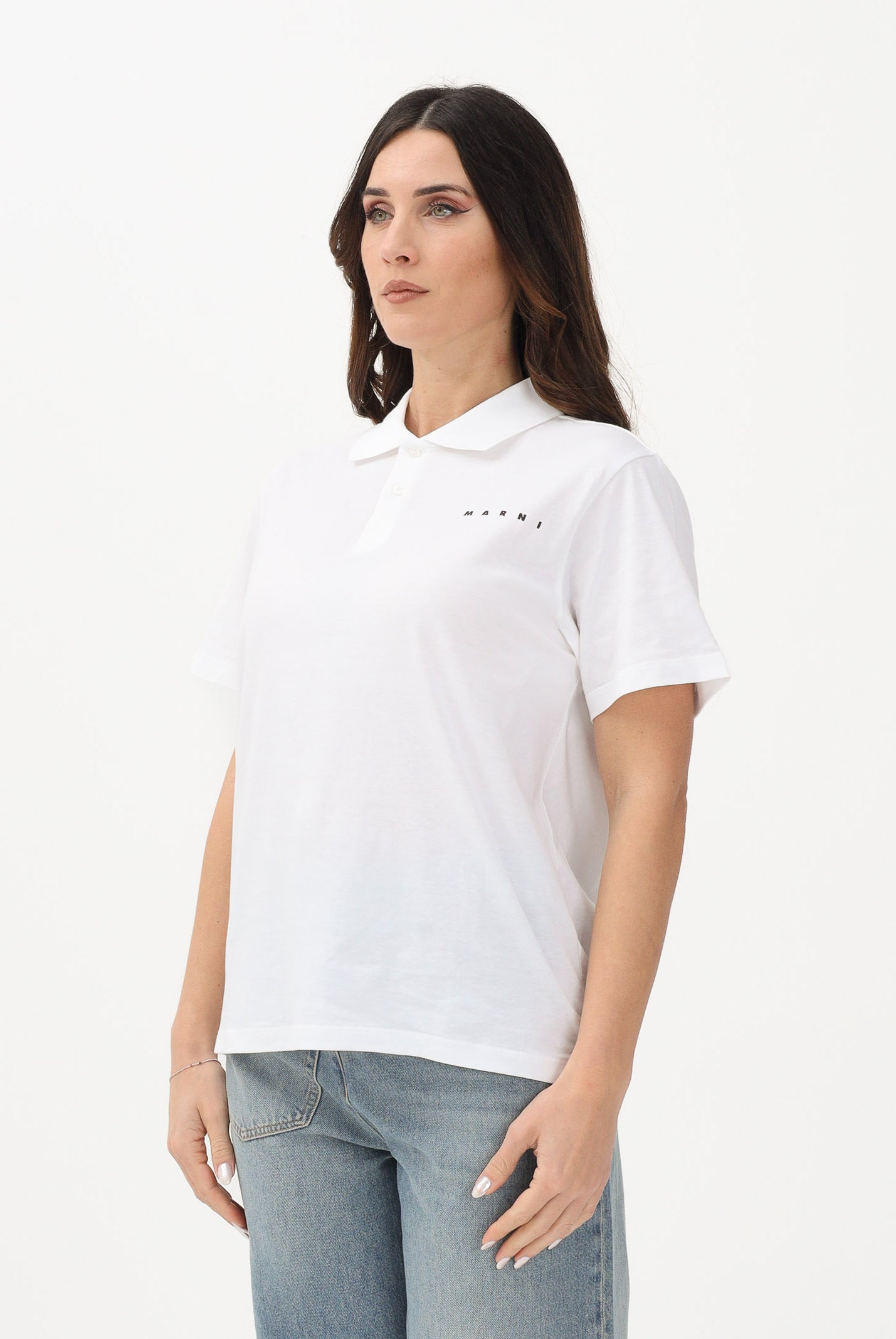 MARNI Polo a manica corta bianca per donna, ragazzi e bambini con logo Marni M01770M00RF 0M100 MARNI