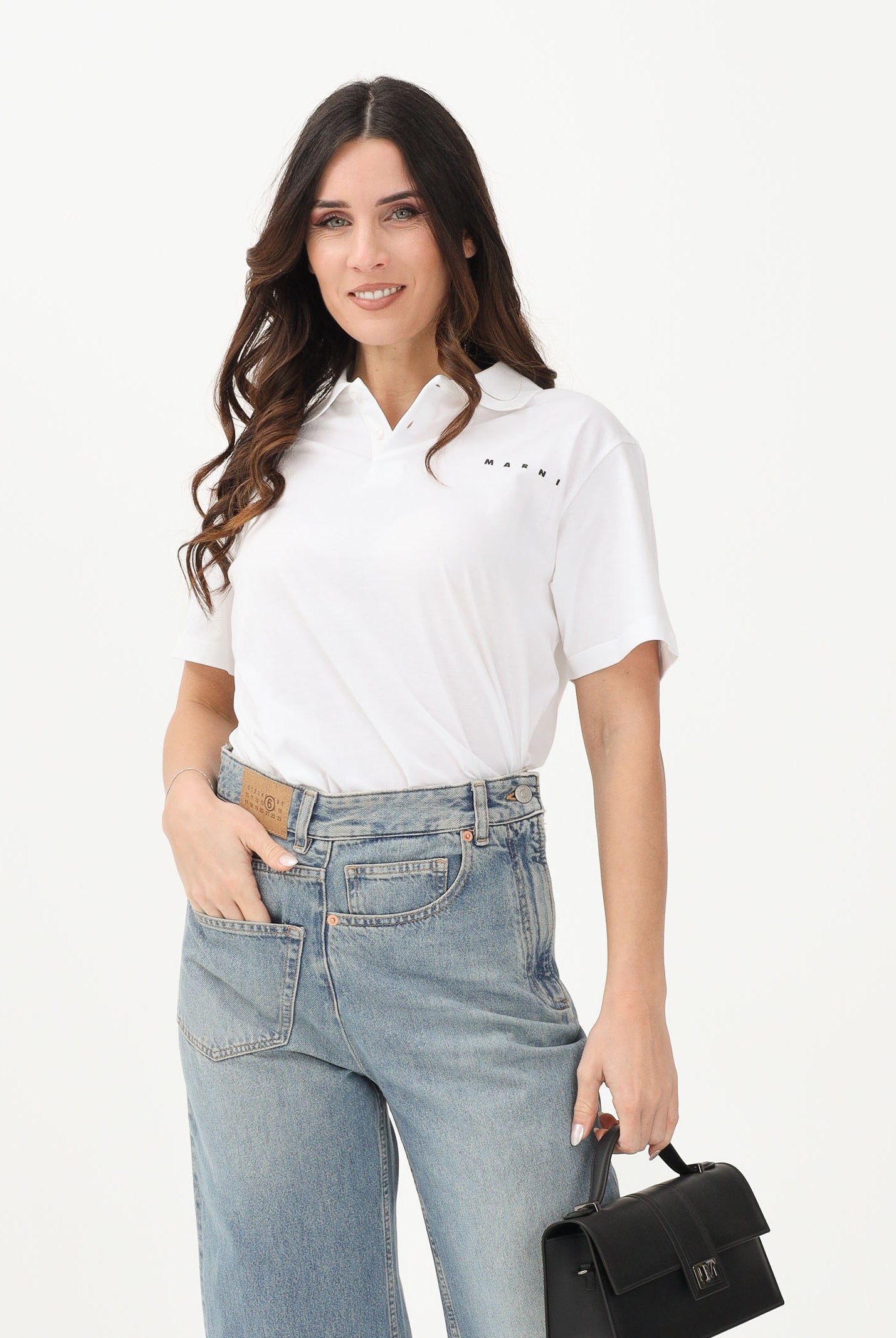 MARNI Polo a manica corta bianca per donna, ragazzi e bambini con logo Marni M01770M00RF 0M100 MARNI