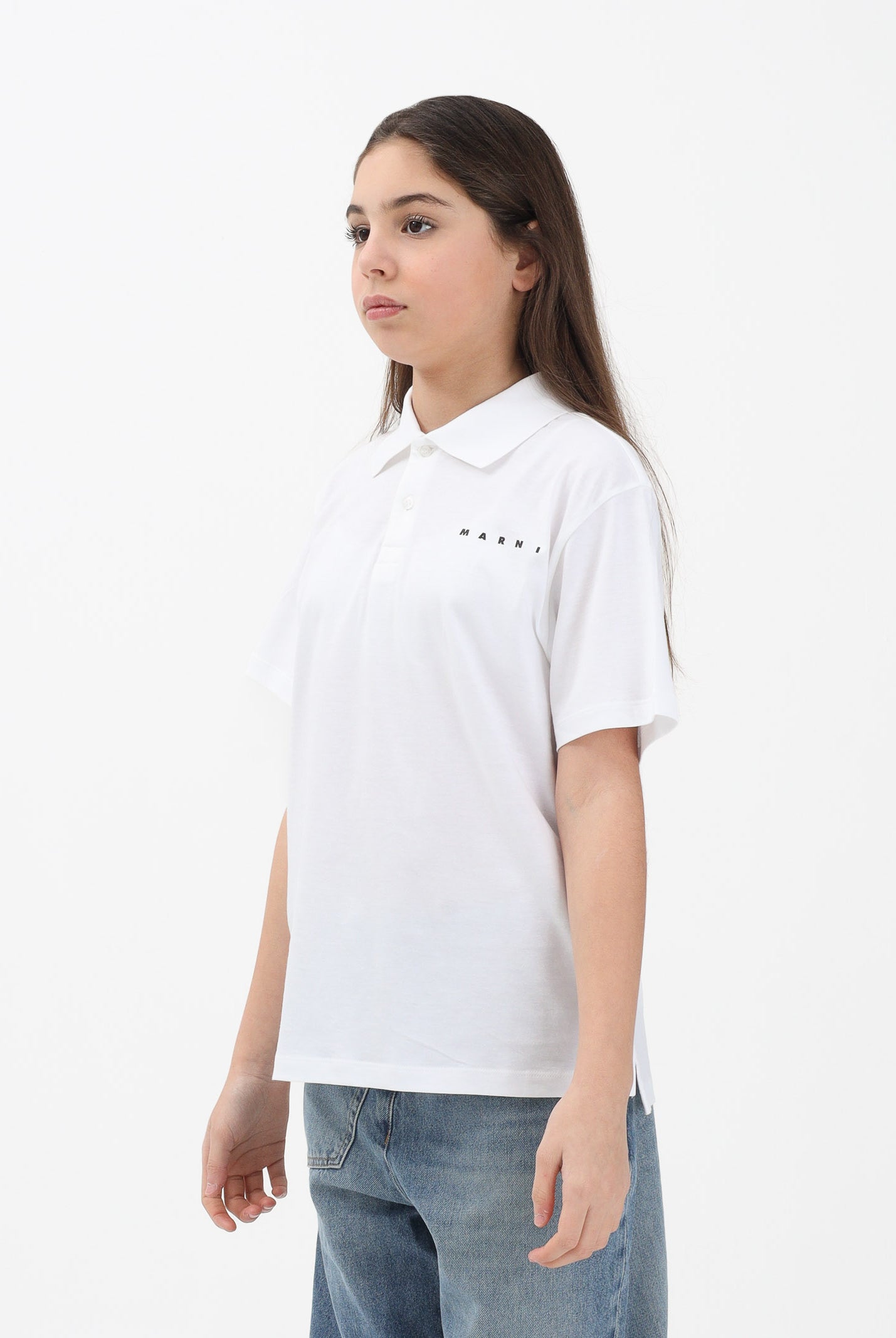 MARNI Polo a manica corta bianca per donna, ragazzi e bambini con logo Marni M01770M00RF 0M100 MARNI