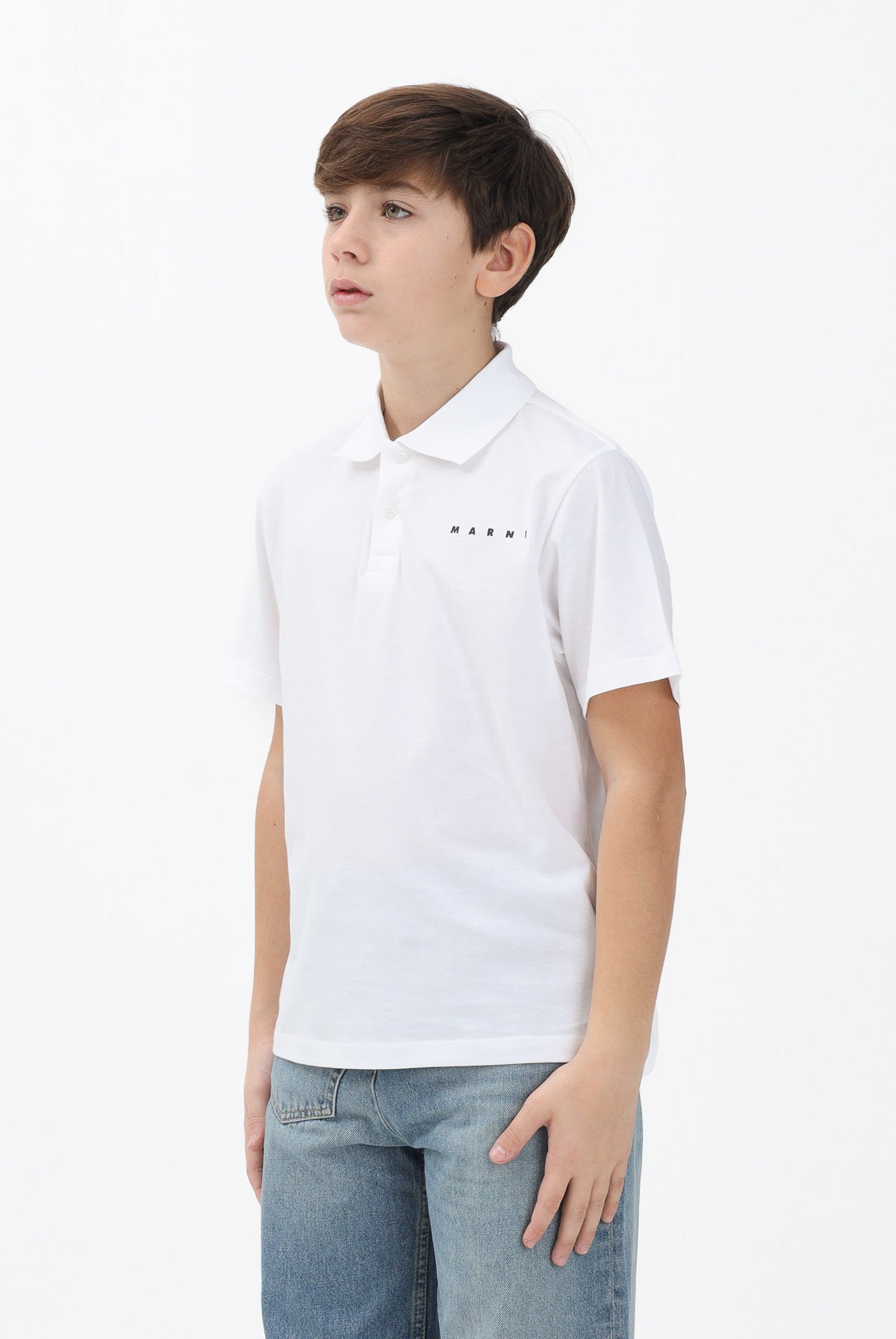 MARNI Polo a manica corta bianca per donna, ragazzi e bambini con logo Marni M01770M00RF 0M100 MARNI