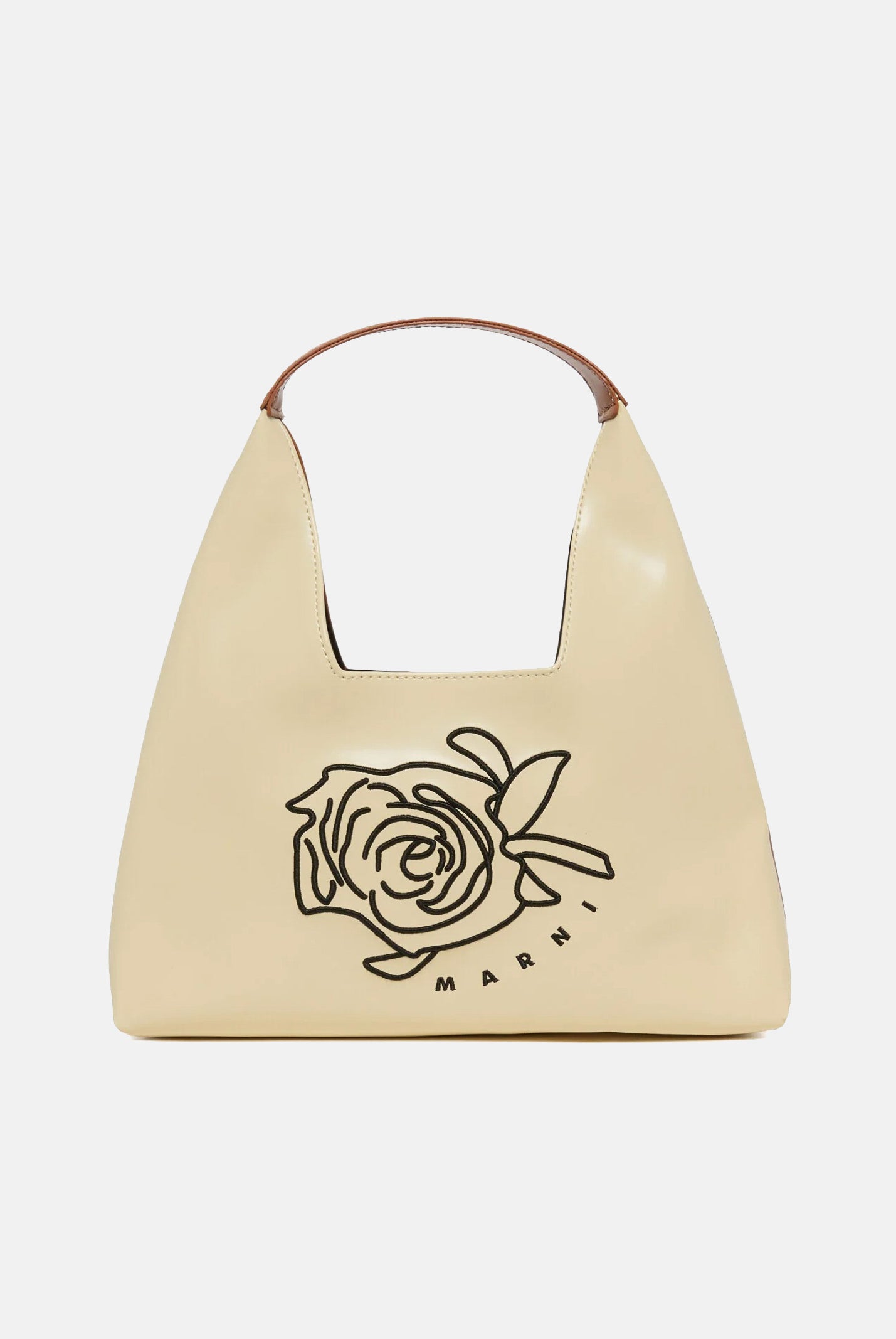 MARNI Borsa a mano Diamond beige e cuoio da donna con motivo floreale ricamato M01837M00TK 0M105 MARNI
