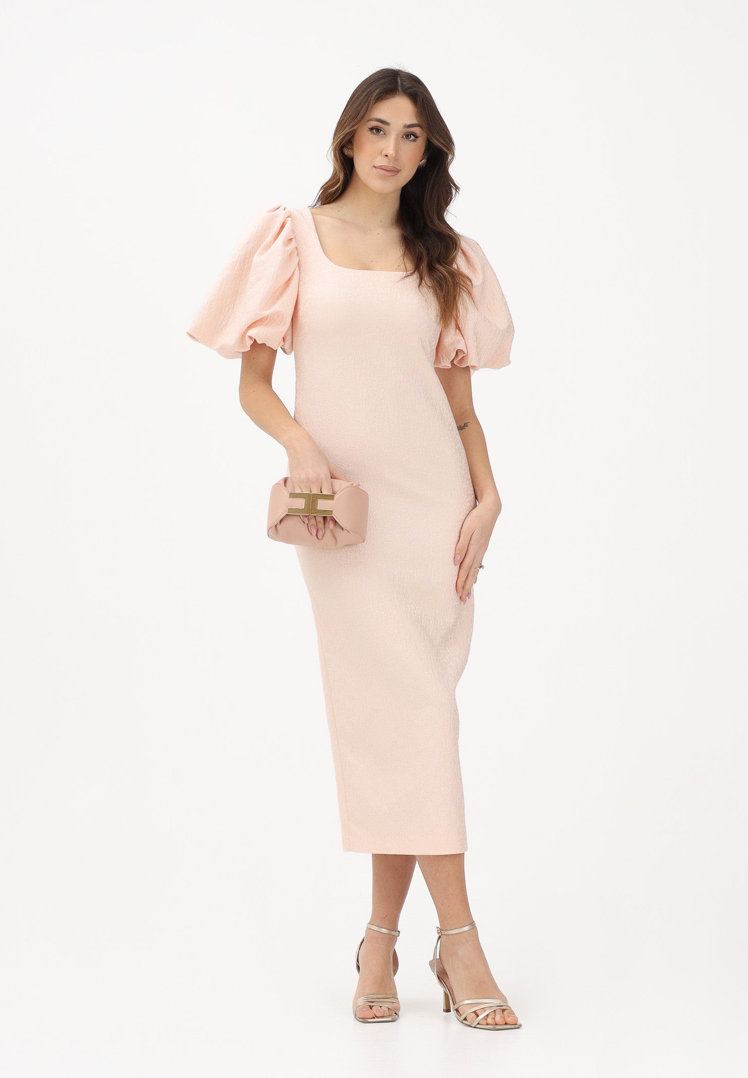 MAX MARA Abito midi rosa da donna in cloqué jacquard 2616221034600 001 MAX MARA