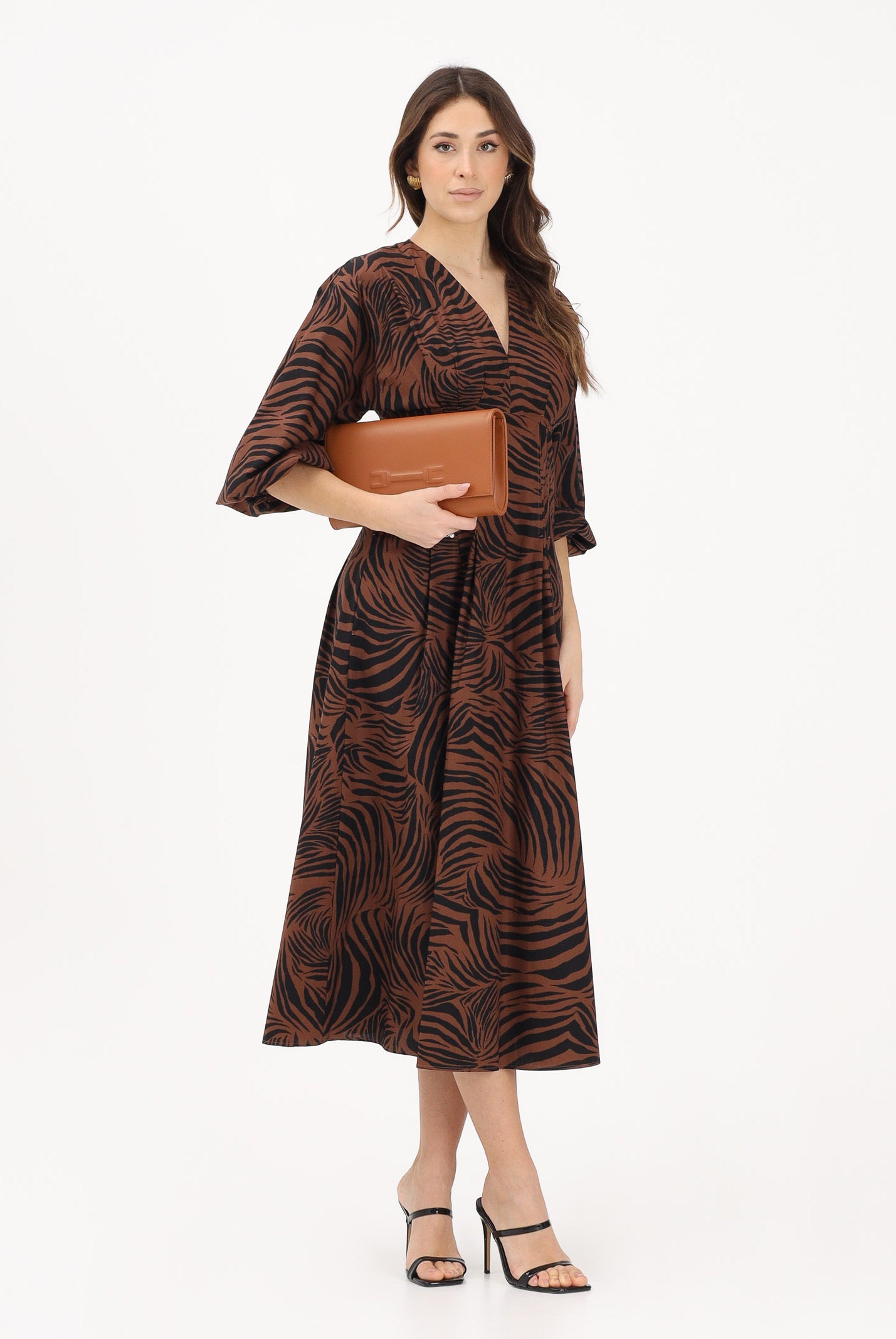 MAX MARA Abito midi MSTASTICE marrone e nero da donna 2616221082600 002 MAX MARA
