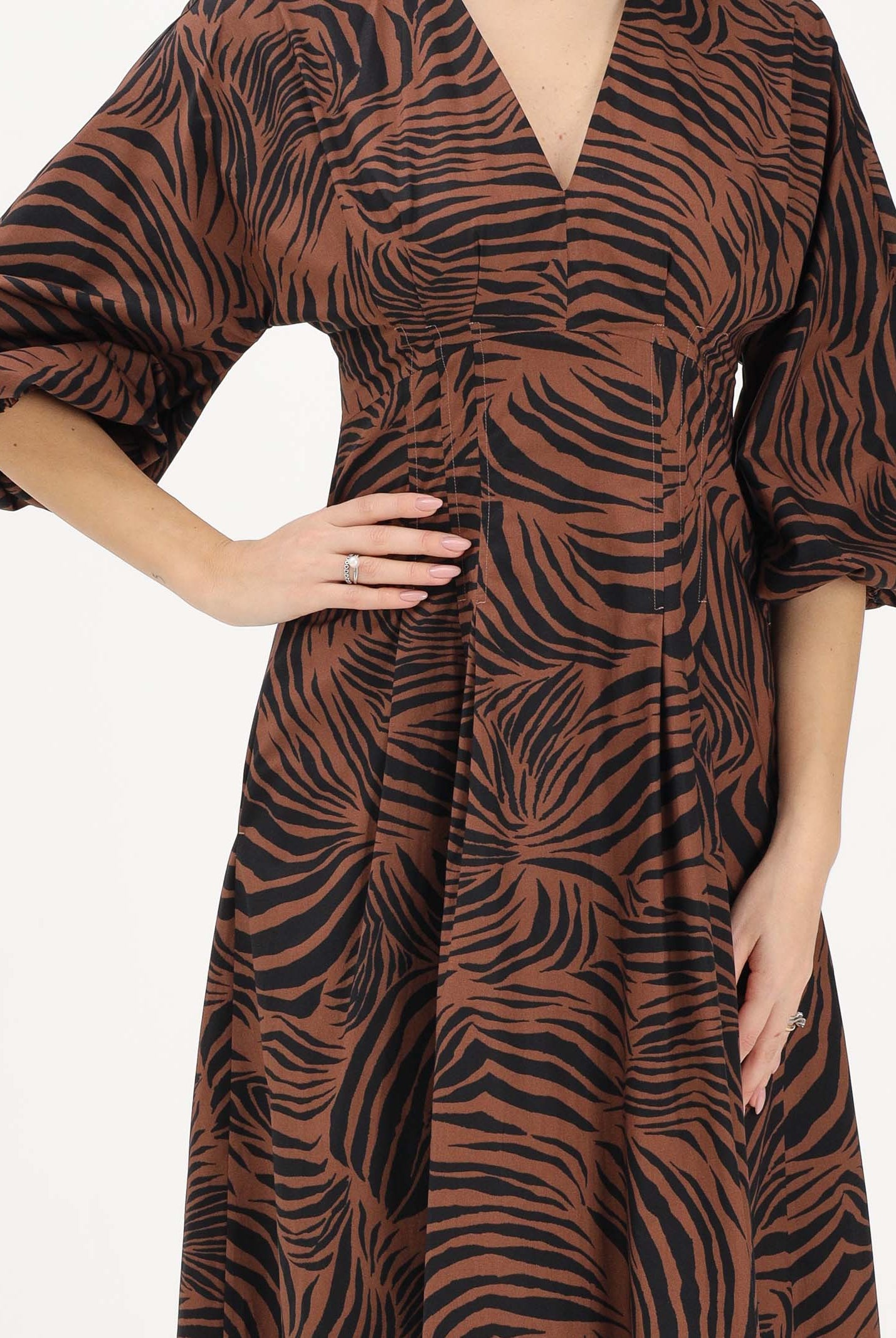 MAX MARA Abito midi MSTASTICE marrone e nero da donna 2616221082600 002 MAX MARA