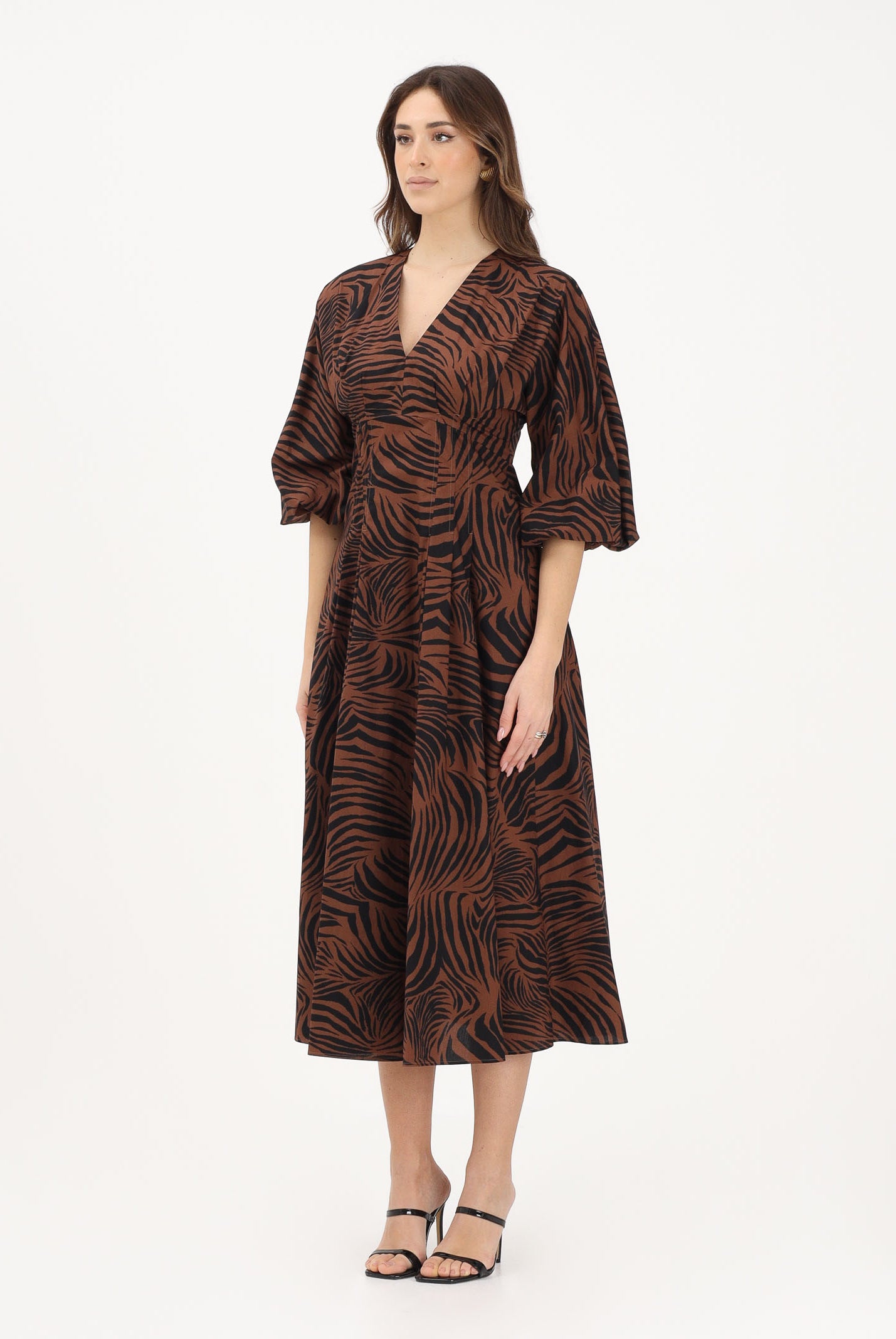 MAX MARA Abito midi MSTASTICE marrone e nero da donna 2616221082600 002 MAX MARA