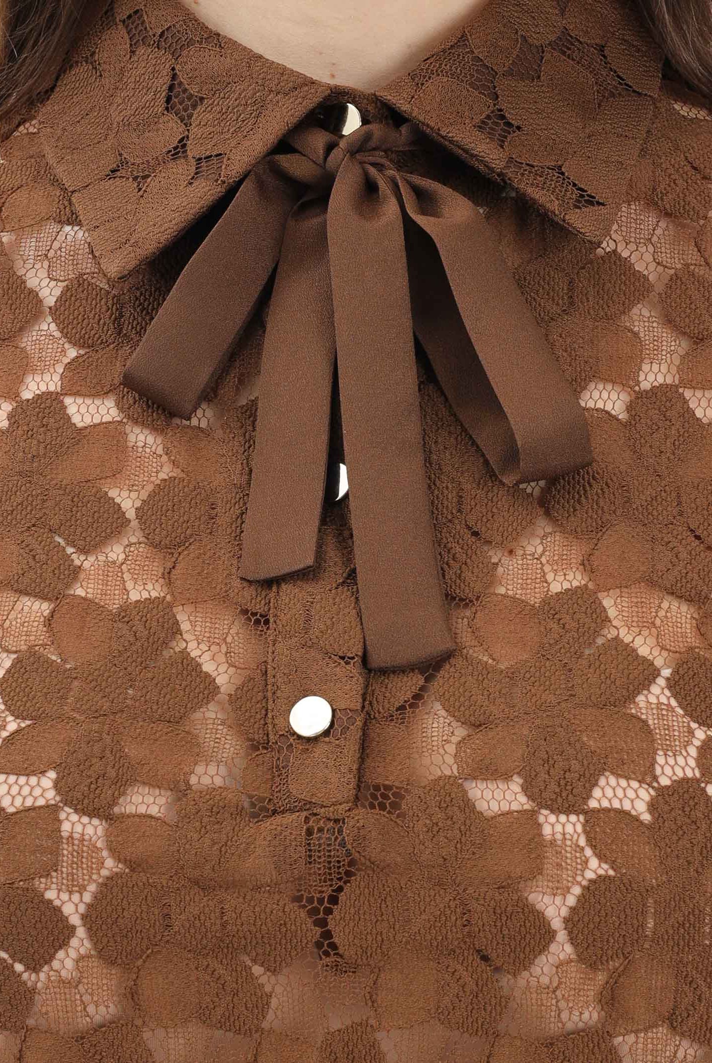 MAX MARA Polo a manica corta MSTVELLO marrone da donna realizzata in pizzo a fiore 2616941011600 002 MAX MARA