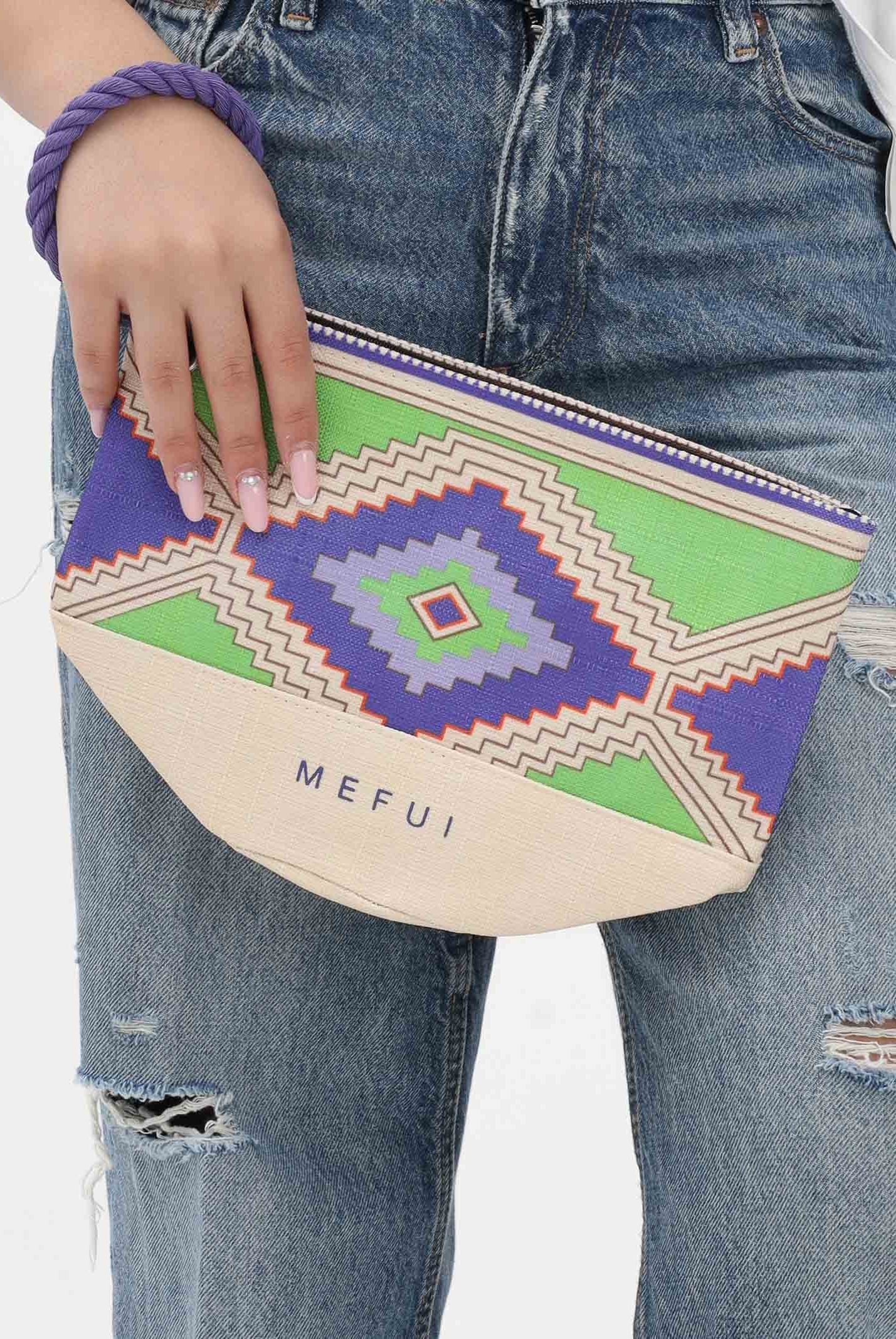 ME FUI Pochette multicolore da donna con motivo etnico MA26-SW0010X40 . ME FUI
