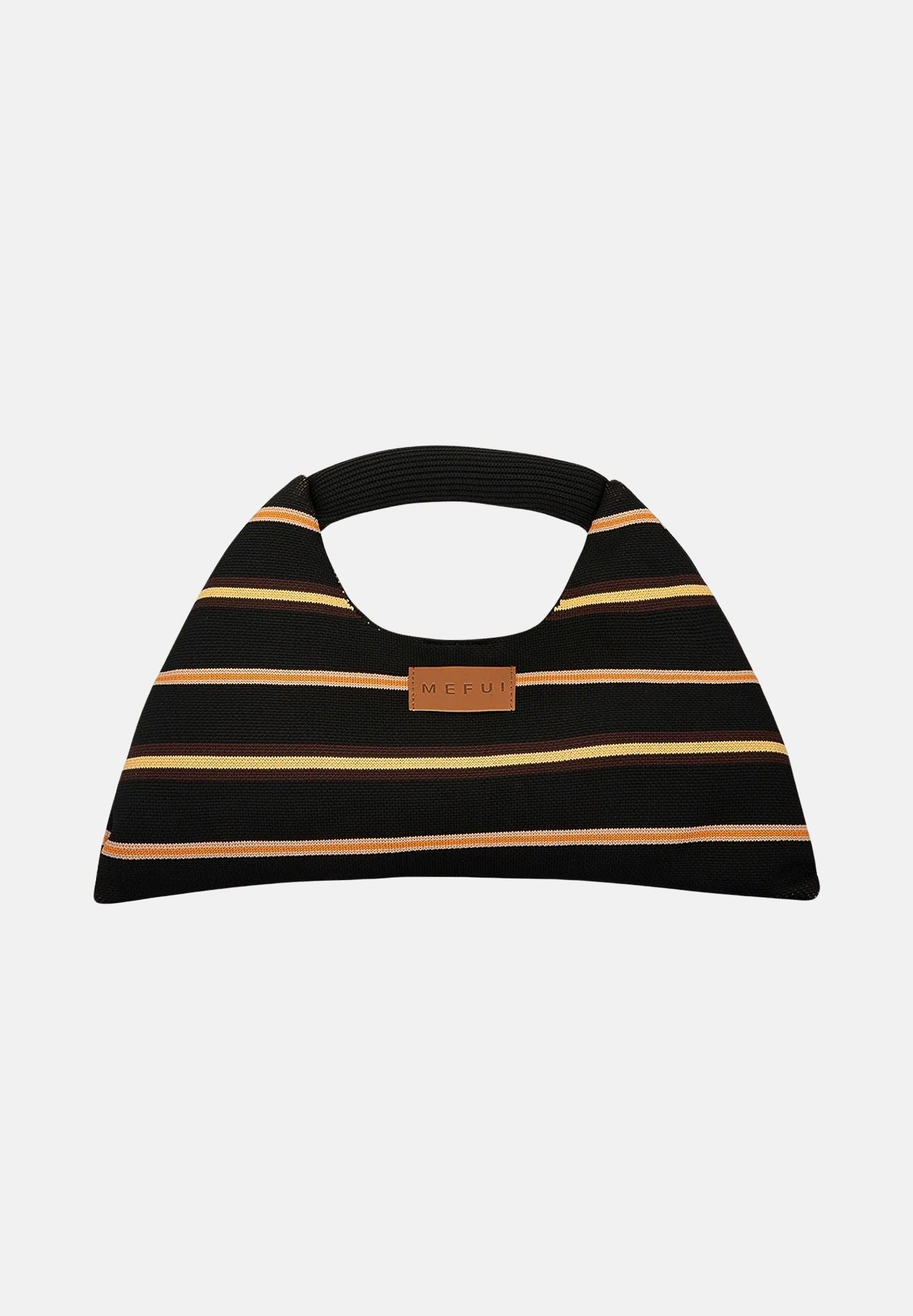 ME FUI Borsa a mano nera da donna con motivo a righe MA26-SW0110BK . ME FUI