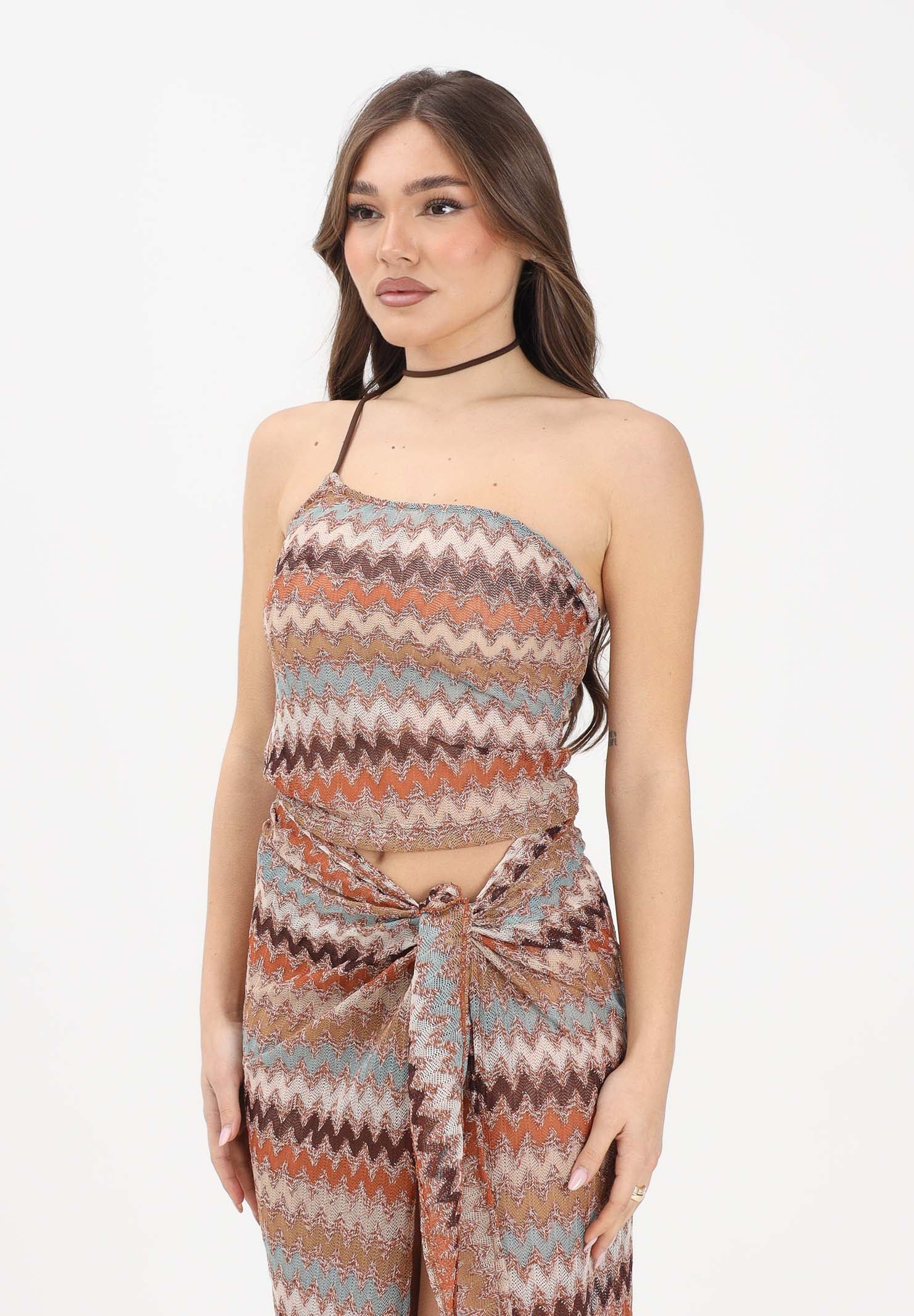 ME FUI Top multicolore da donna con lavorazione a zig-zag MF26-SW0406MC . ME FUI