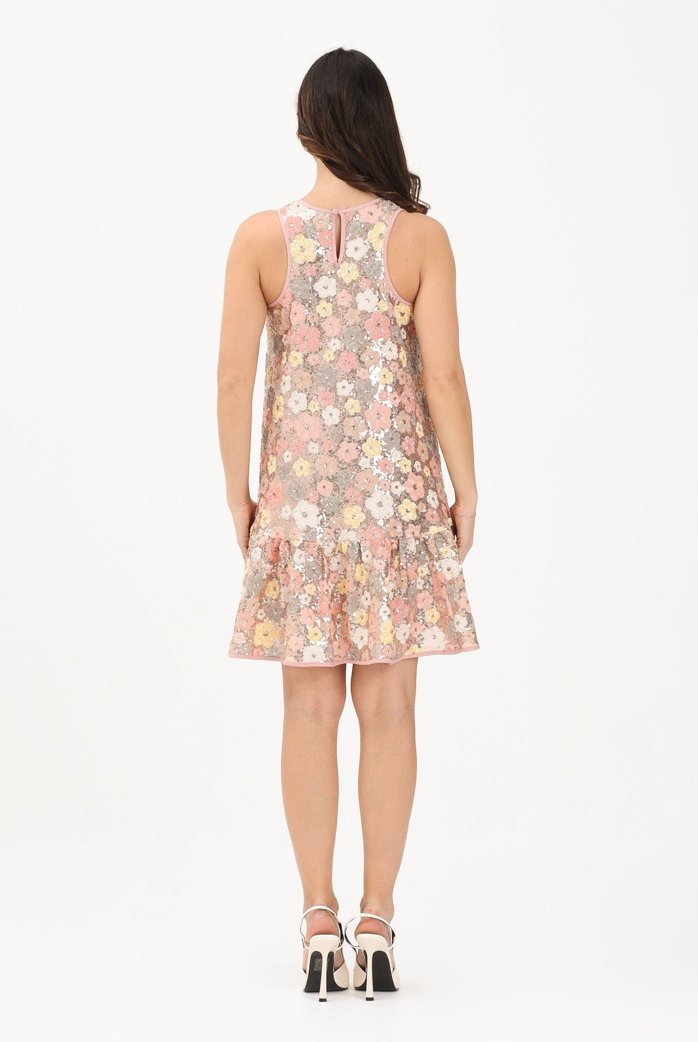 N21 Abito corto rosa per donna, ragazze e bambine con motivo floreale ricamato con paillettes N2109IN0480 0N321 N21