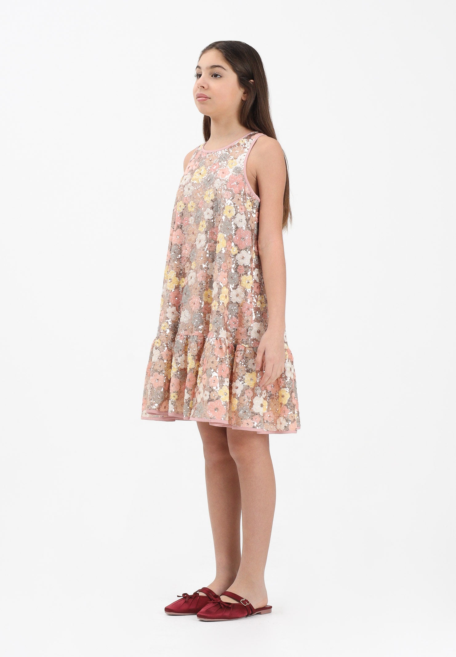 N21 Abito corto rosa per donna, ragazze e bambine con motivo floreale ricamato con paillettes N2109IN0480 0N321 N21