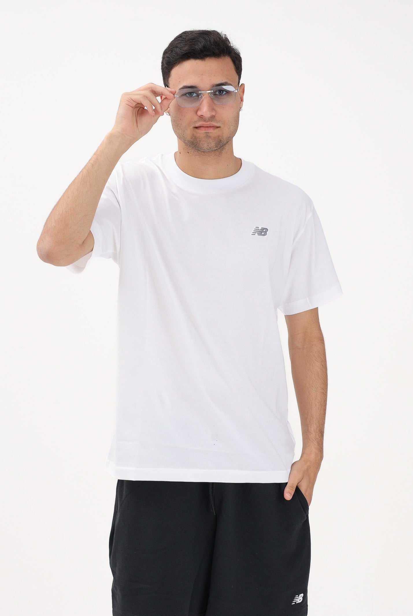 NEW BALANCE T-shirt a manica corta Sport Essentials bianca per uomo e donna MT41509WT . NEW BALANCE