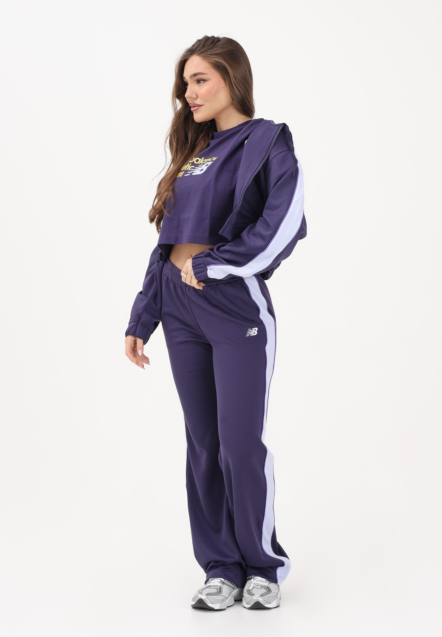 NEW BALANCE Felpa con zip Interlock viola da donna WJ61B759BOY . NEW BALANCE