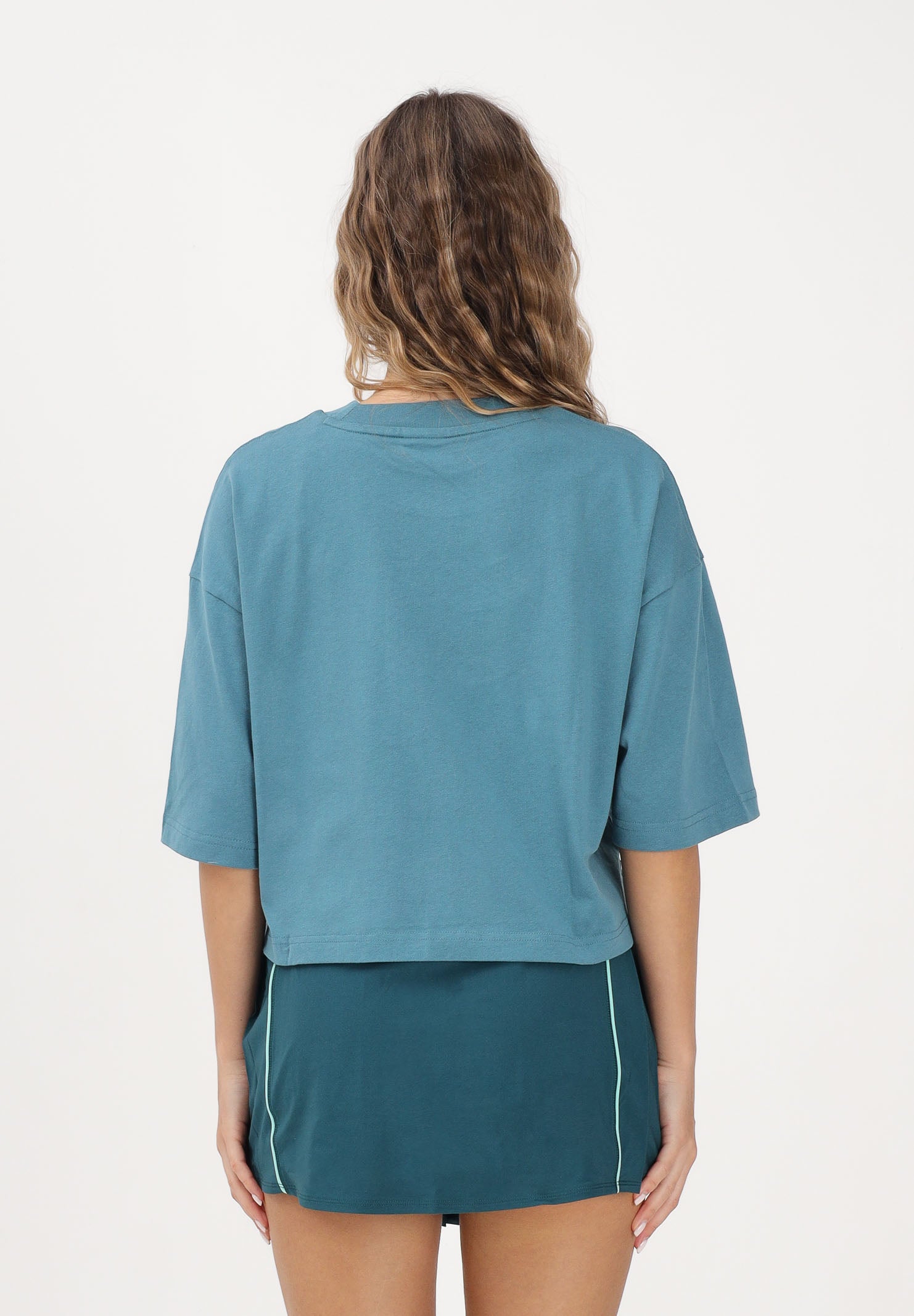 NEW BALANCE T-shirt a manica corta Athletics Premium Chest Logo verde acqua da donna WT51908AAZ . NEW BALANCE