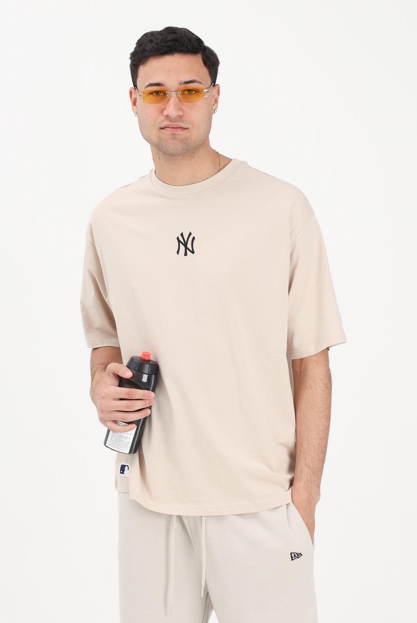NEW ERA T-shirt a manica corta beige per uomo e donna con logo 60675747 . NEW ERA