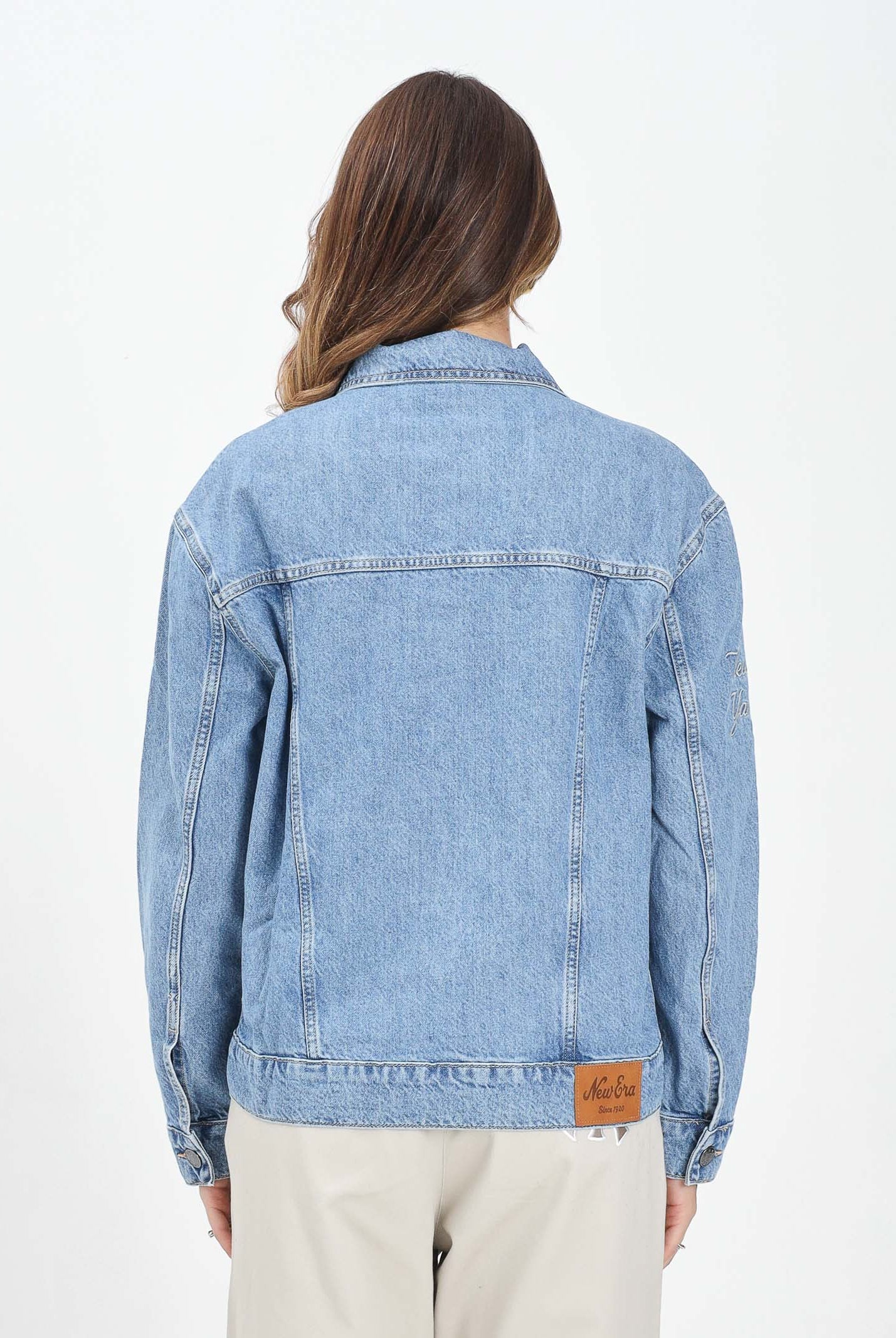 NEW ERA Giacca di jeans New York Yankees MLB in denim chiaro per uomo e donna 60684315 . NEW ERA