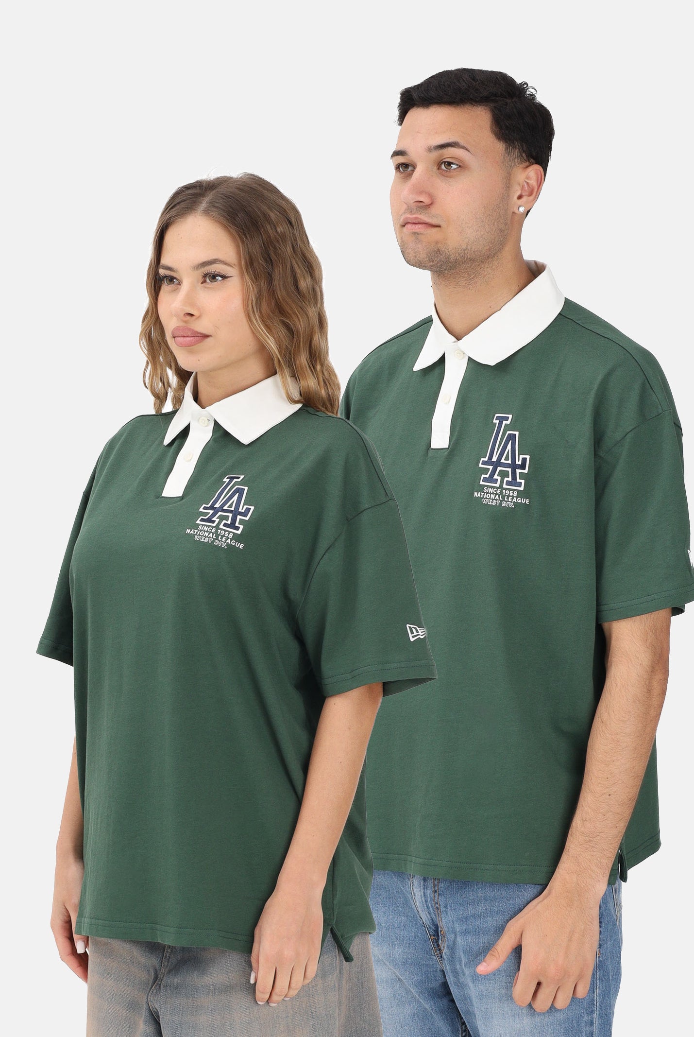 NEW ERA Polo a manica corta Oversized LA Dodgers MLB verde per uomo e donna 60771567 . NEW ERA