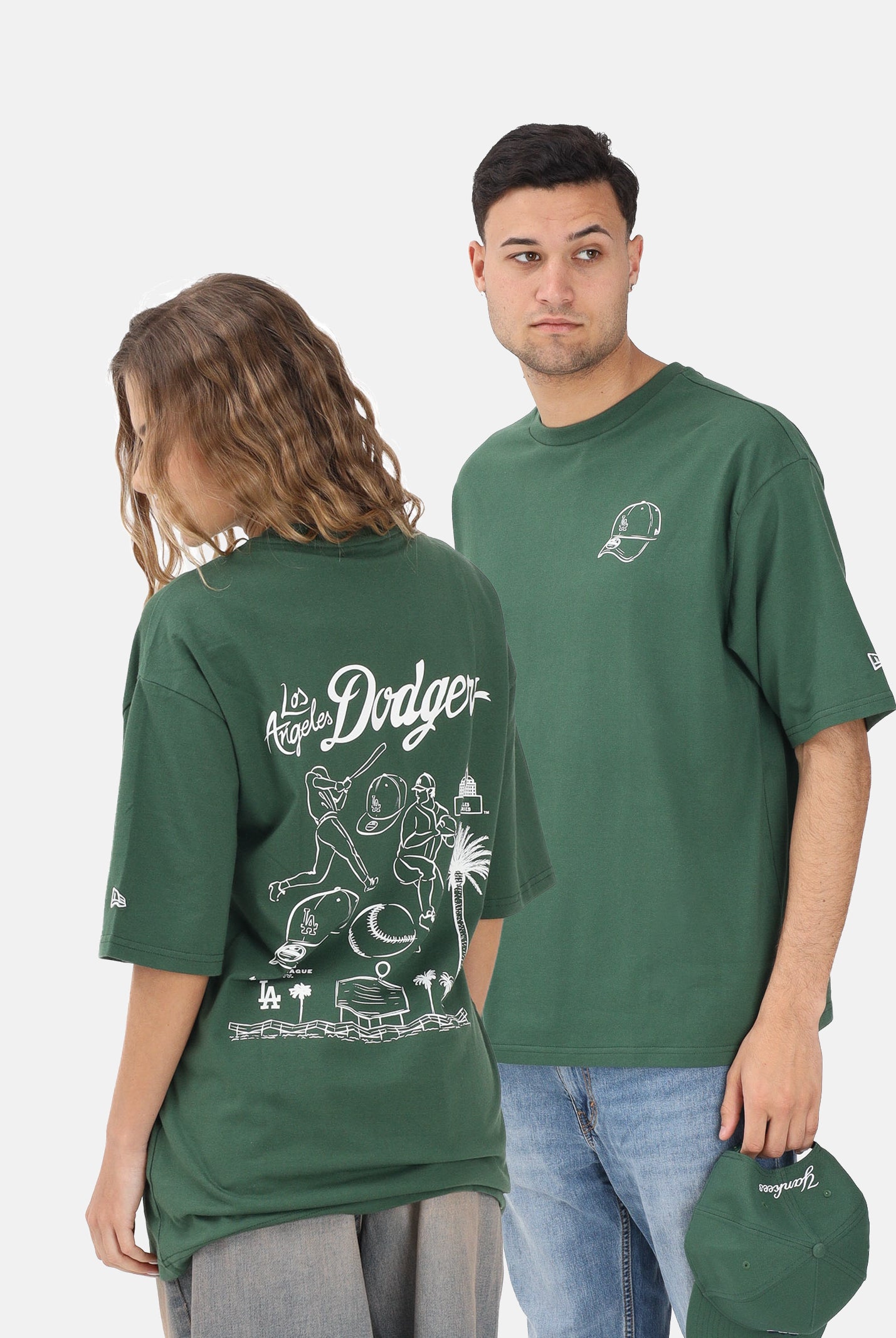NEW ERA T-shirt a manica corta Oversized LA Dodgers MLB Baseball Graphic verde per uomo e donna 60771578 . NEW ERA