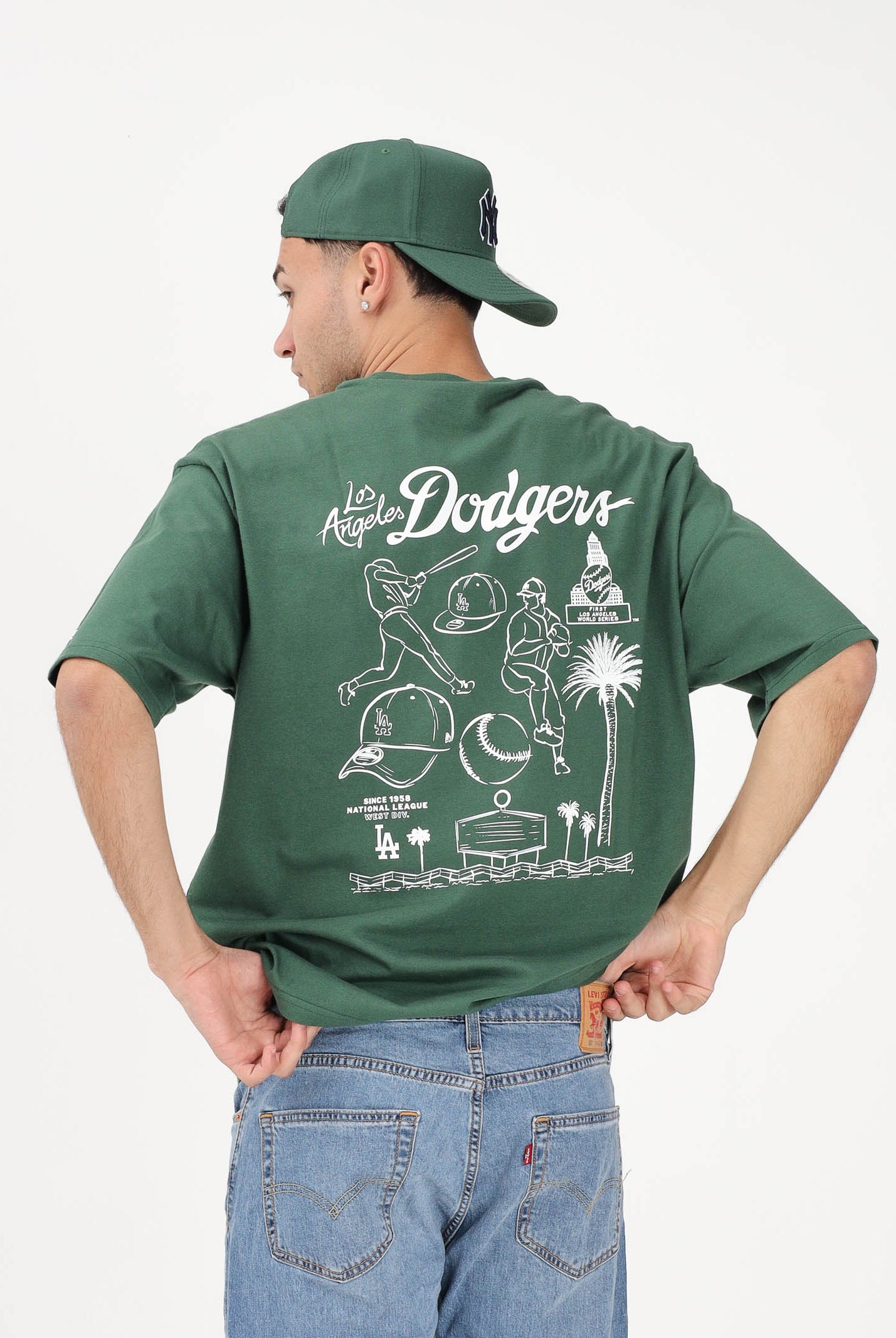 NEW ERA T-shirt a manica corta Oversized LA Dodgers MLB Baseball Graphic verde per uomo e donna 60771578 . NEW ERA