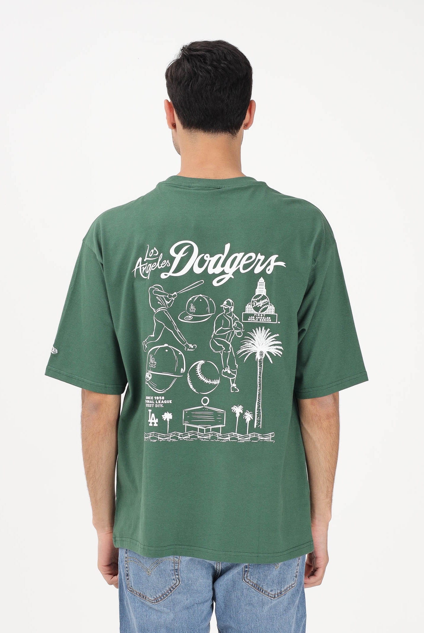 NEW ERA T-shirt a manica corta Oversized LA Dodgers MLB Baseball Graphic verde per uomo e donna 60771578 . NEW ERA