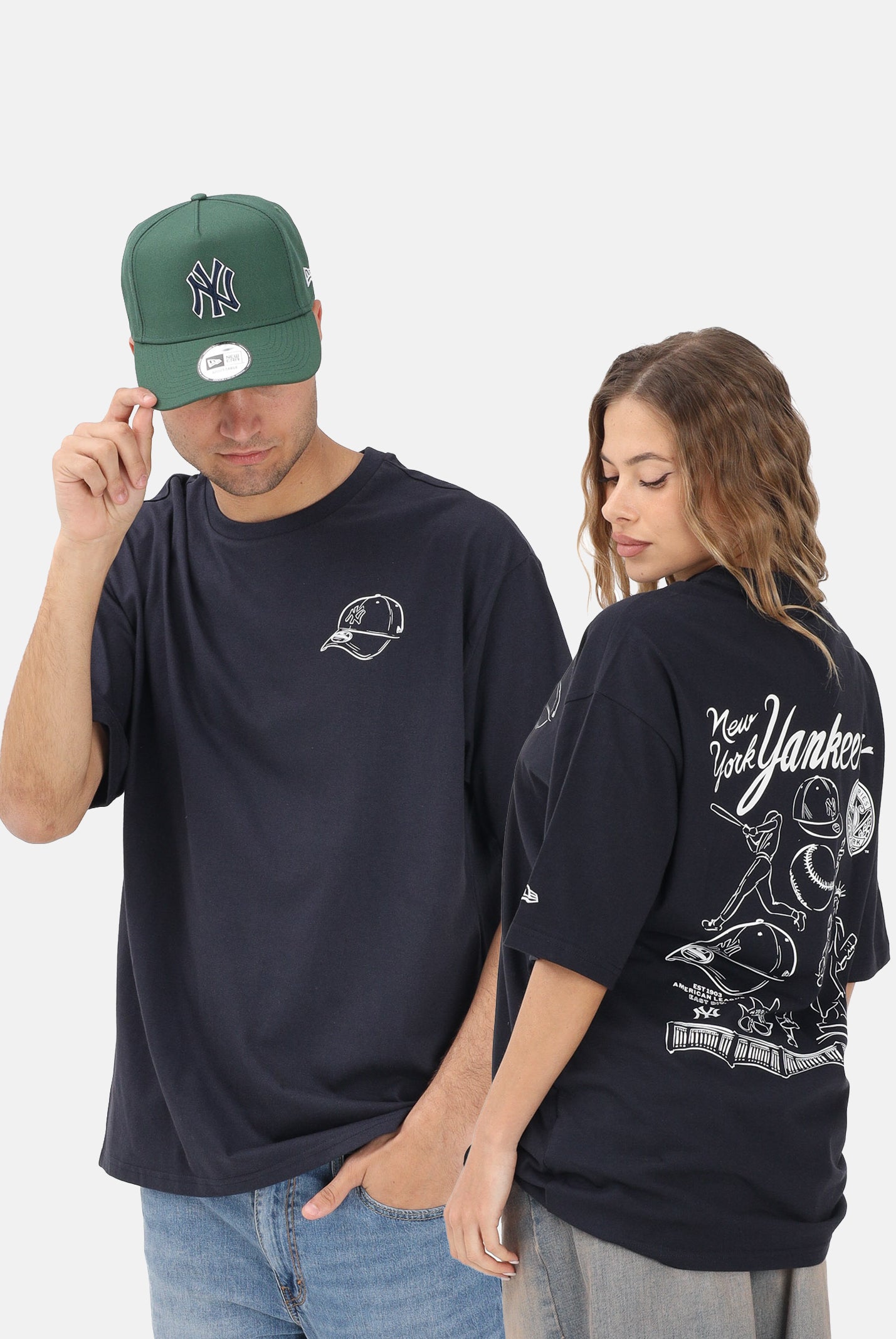 NEW ERA T-shirt a manica corta Oversized New York Yankees MLB Baseball Graphic blu per uomo e donna 60771579 . NEW ERA