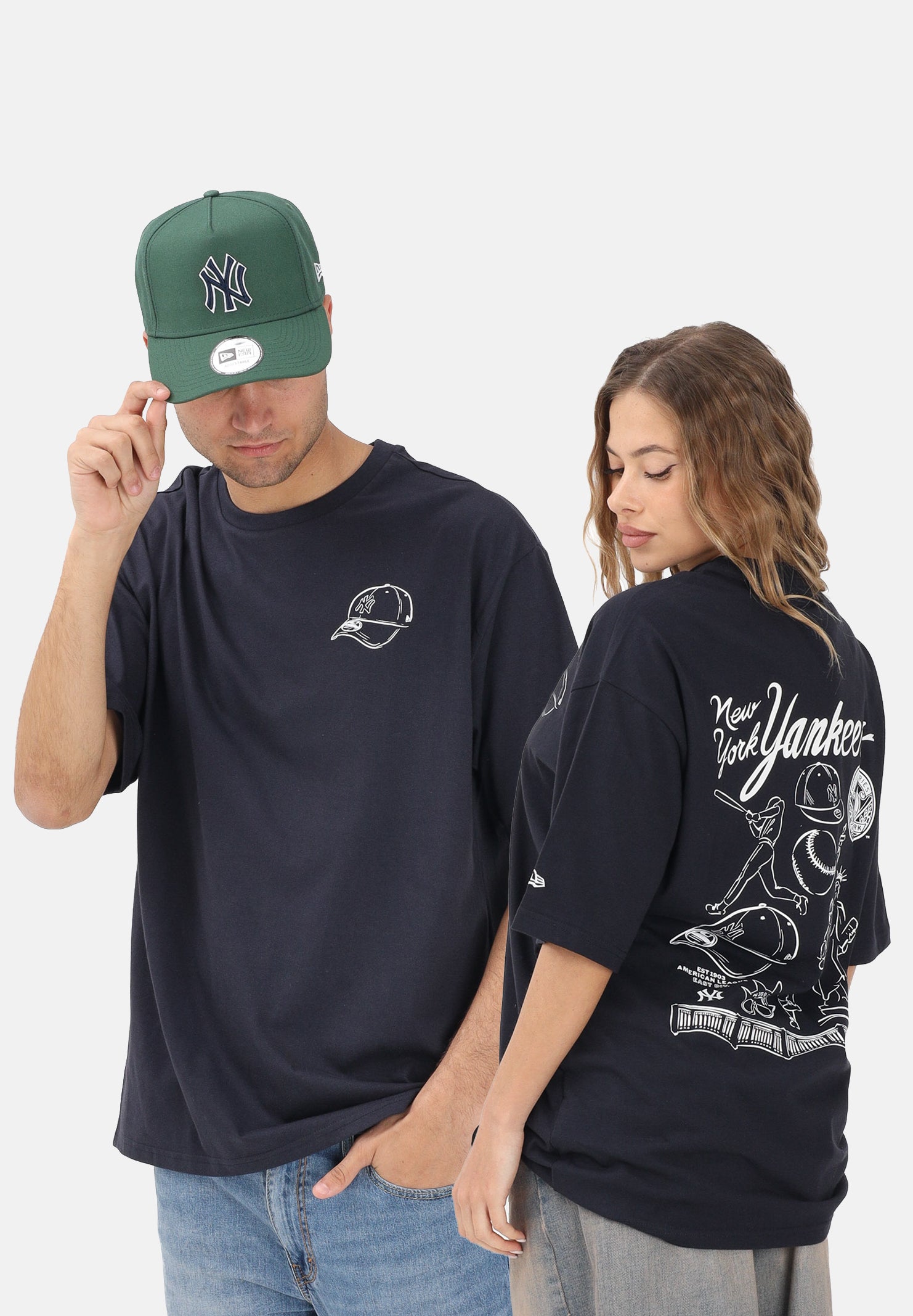 NEW ERA T-shirt a manica corta Oversized New York Yankees MLB Baseball Graphic blu per uomo e donna 60771579 . NEW ERA