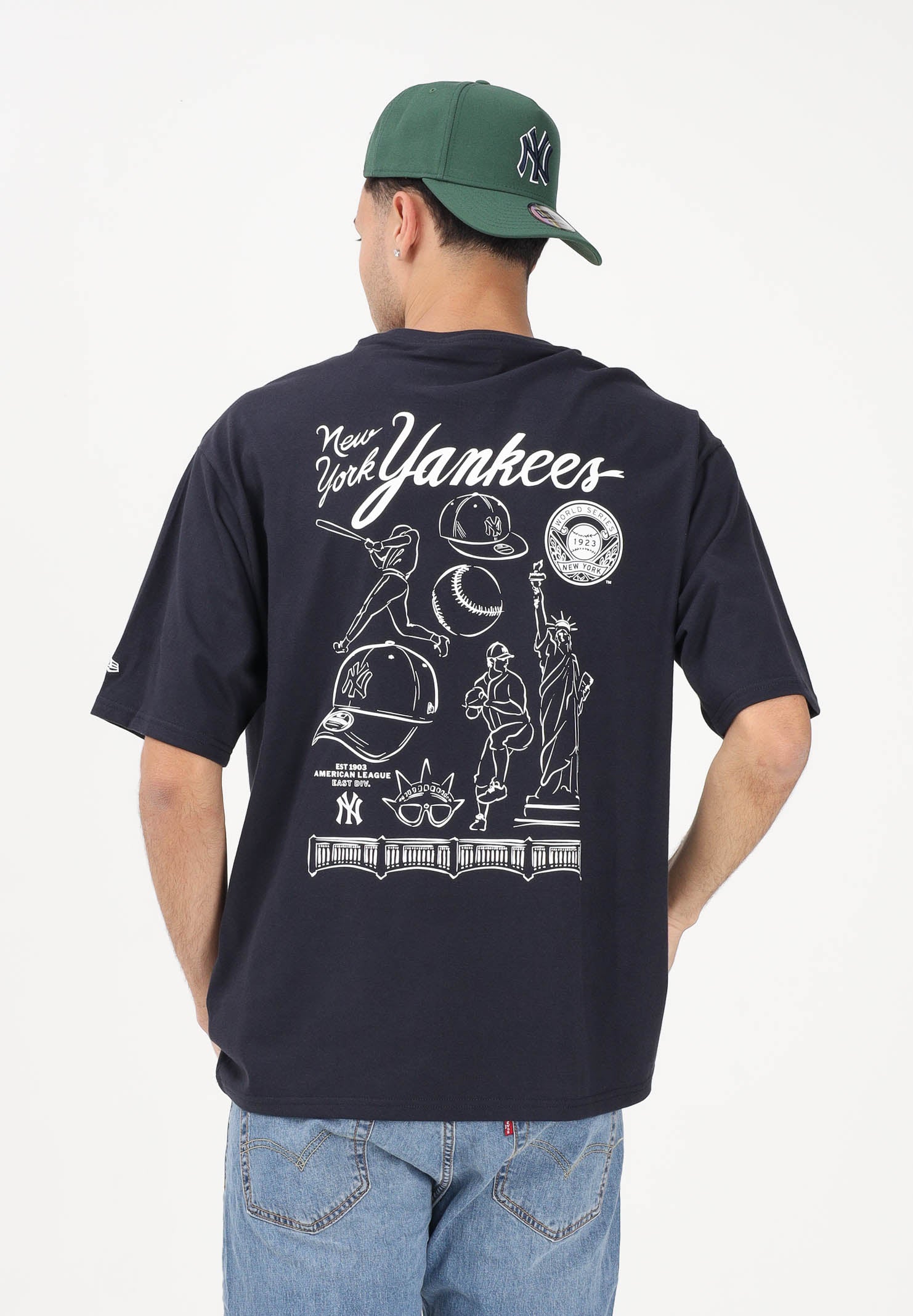 NEW ERA T-shirt a manica corta Oversized New York Yankees MLB Baseball Graphic blu per uomo e donna 60771579 . NEW ERA