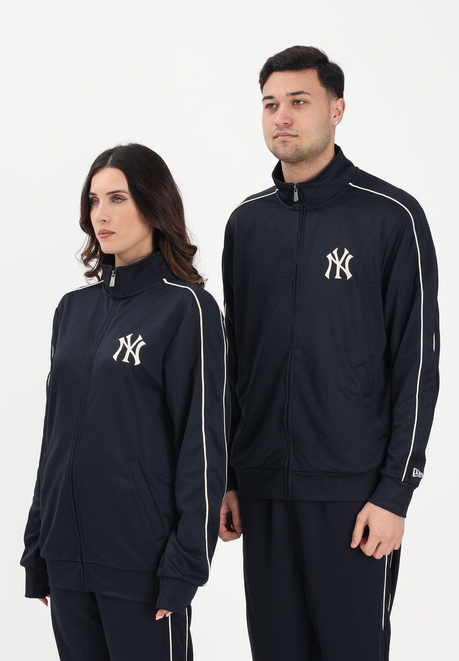 NEW ERA Felpa con zip New York Yankees MLB Piping blu per uomo e donna 60771583 . NEW ERA