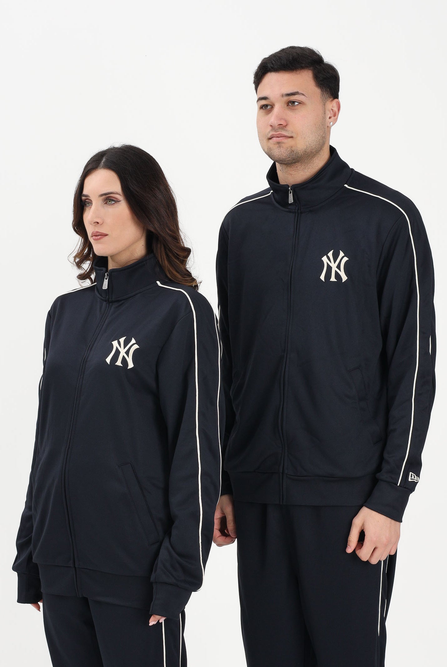 NEW ERA Felpa con zip New York Yankees MLB Piping blu per uomo e donna 60771583 . NEW ERA