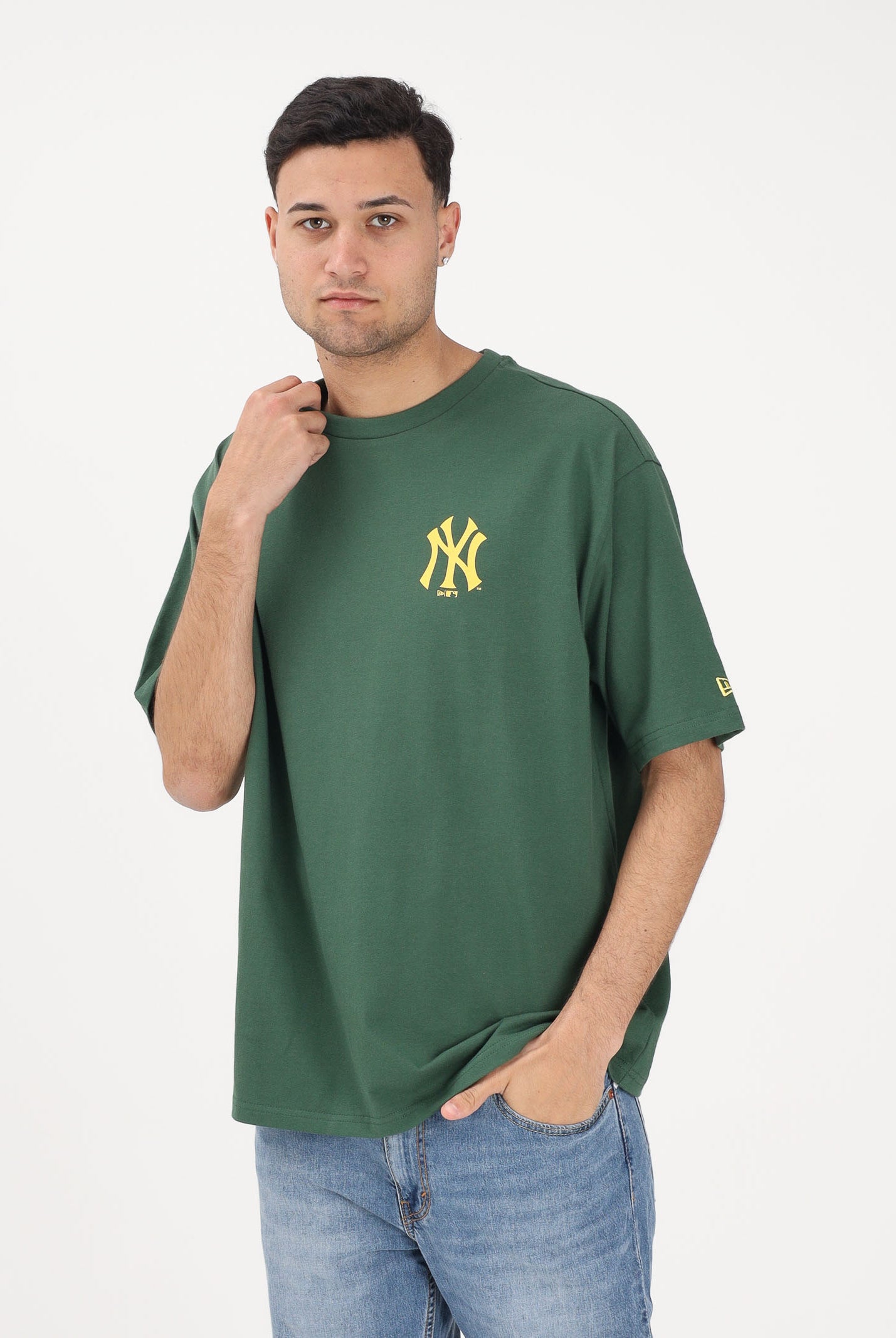 NEW ERA T-shirt a manica corta New York Yankees MLB World Series verde per uomo e donna 60771584 . NEW ERA