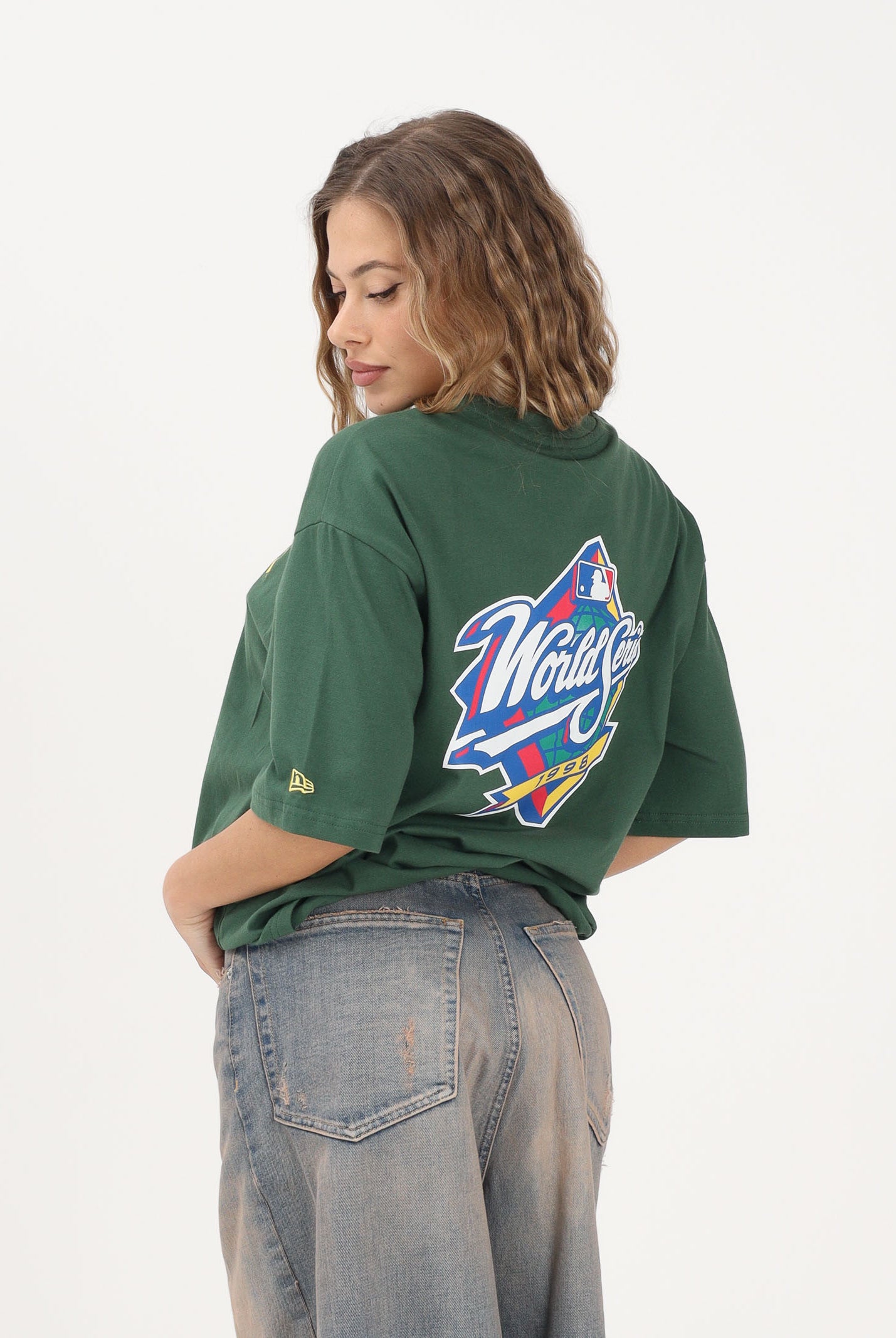 NEW ERA T-shirt a manica corta New York Yankees MLB World Series verde per uomo e donna 60771584 . NEW ERA
