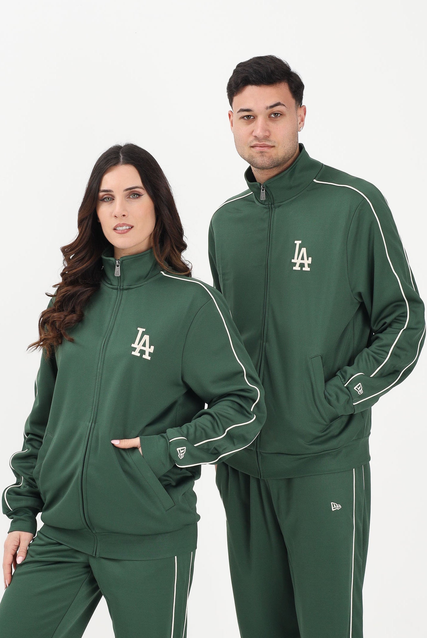 NEW ERA Felpa con zip LA Dodgers MLB Piping verde per uomo e donna 60771585 . NEW ERA