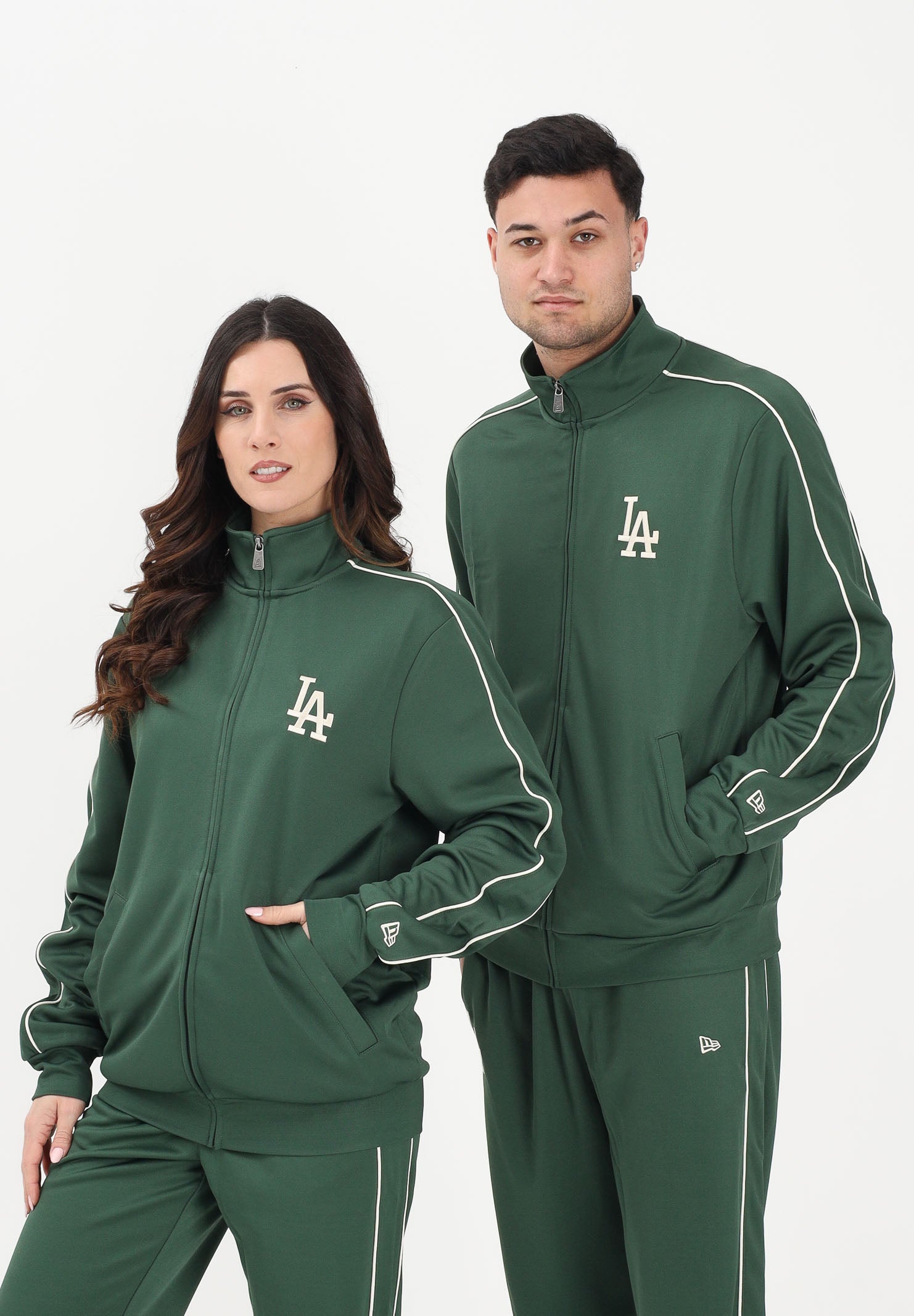 NEW ERA Felpa con zip LA Dodgers MLB Piping verde per uomo e donna 60771585 . NEW ERA
