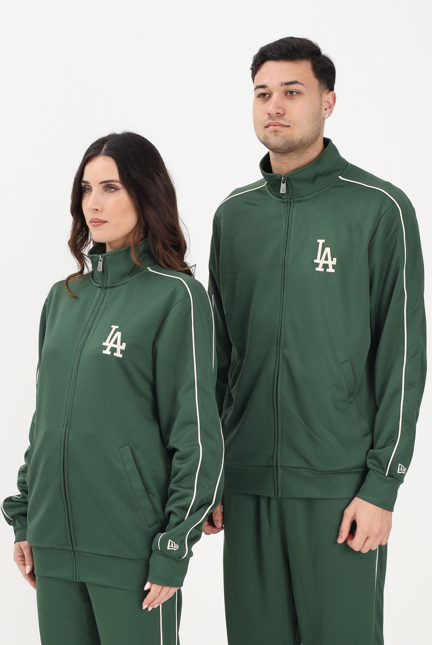NEW ERA Felpa con zip LA Dodgers MLB Piping verde per uomo e donna 60771585 . NEW ERA