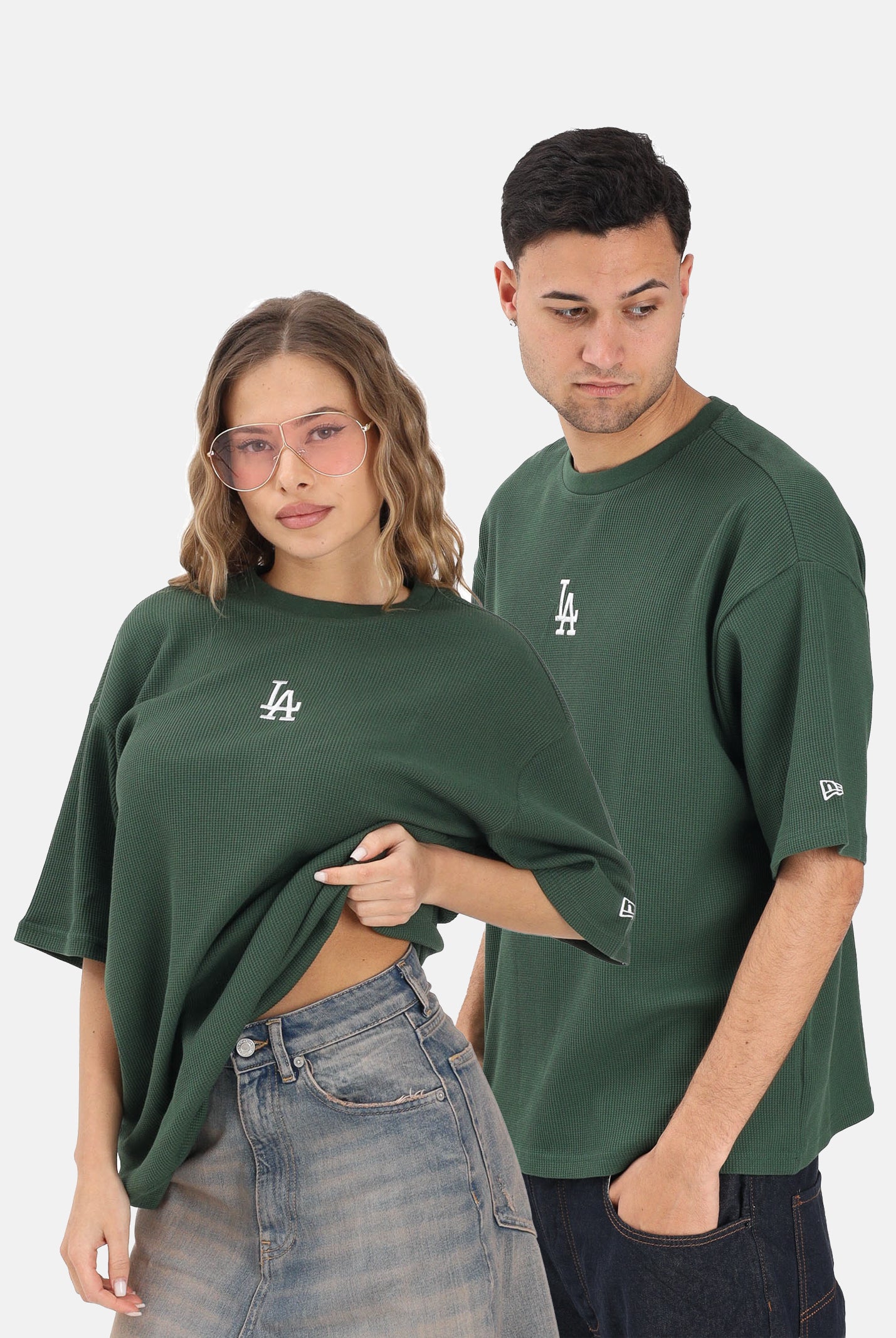 NEW ERA T-shirt a manica corta Oversized LA Dodgers MLB Waffle verde per uomo e donna 60771587 . NEW ERA