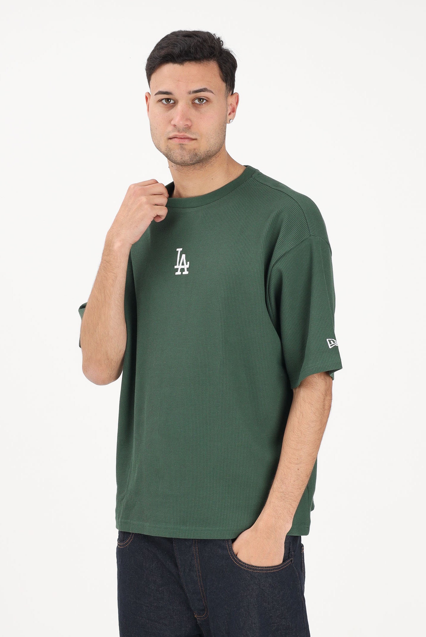 NEW ERA T-shirt a manica corta Oversized LA Dodgers MLB Waffle verde per uomo e donna 60771587 . NEW ERA