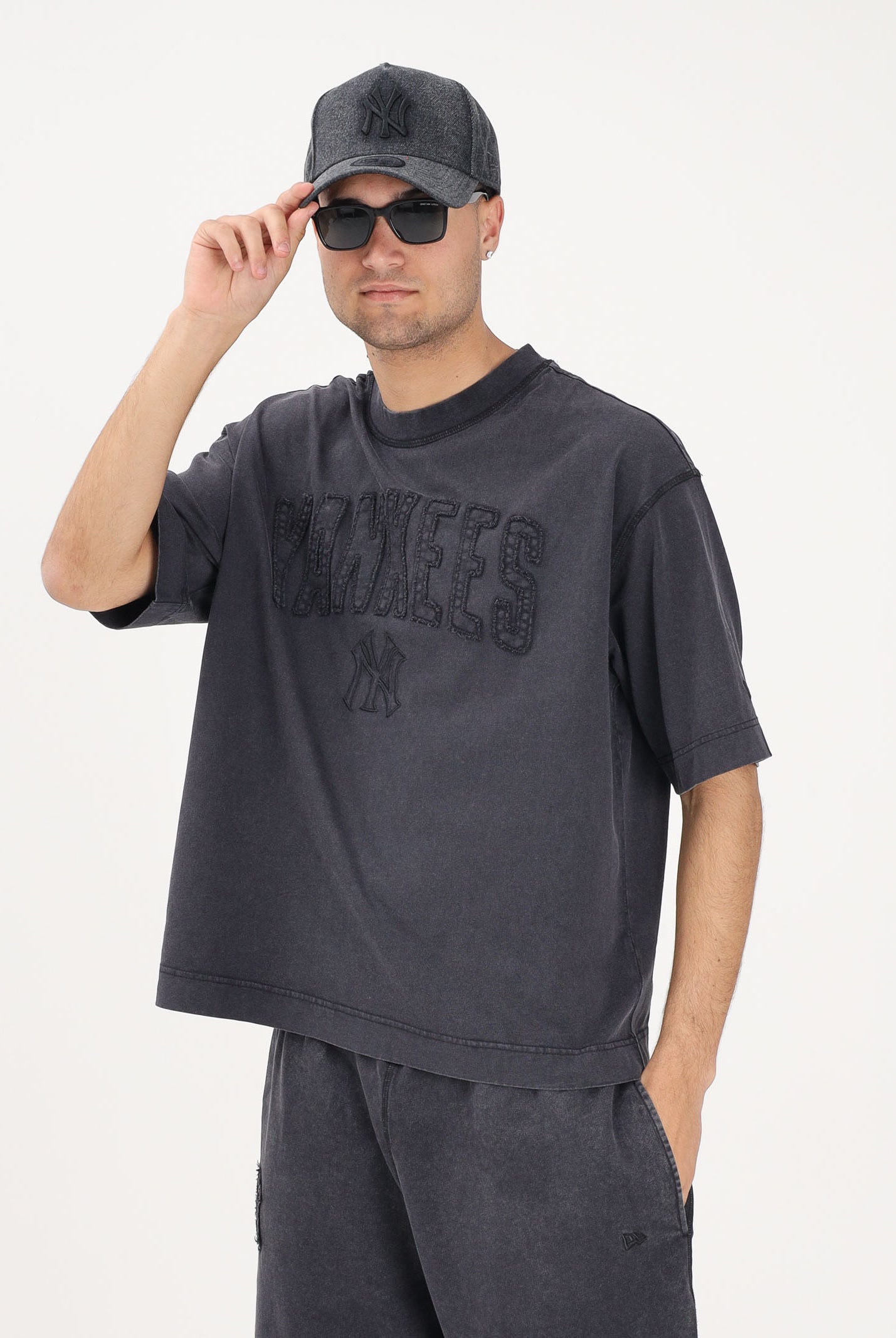 NEW ERA T-shirt a manica corta New York Yankees MLB Washed nera per uomo e donna 60771645 . NEW ERA
