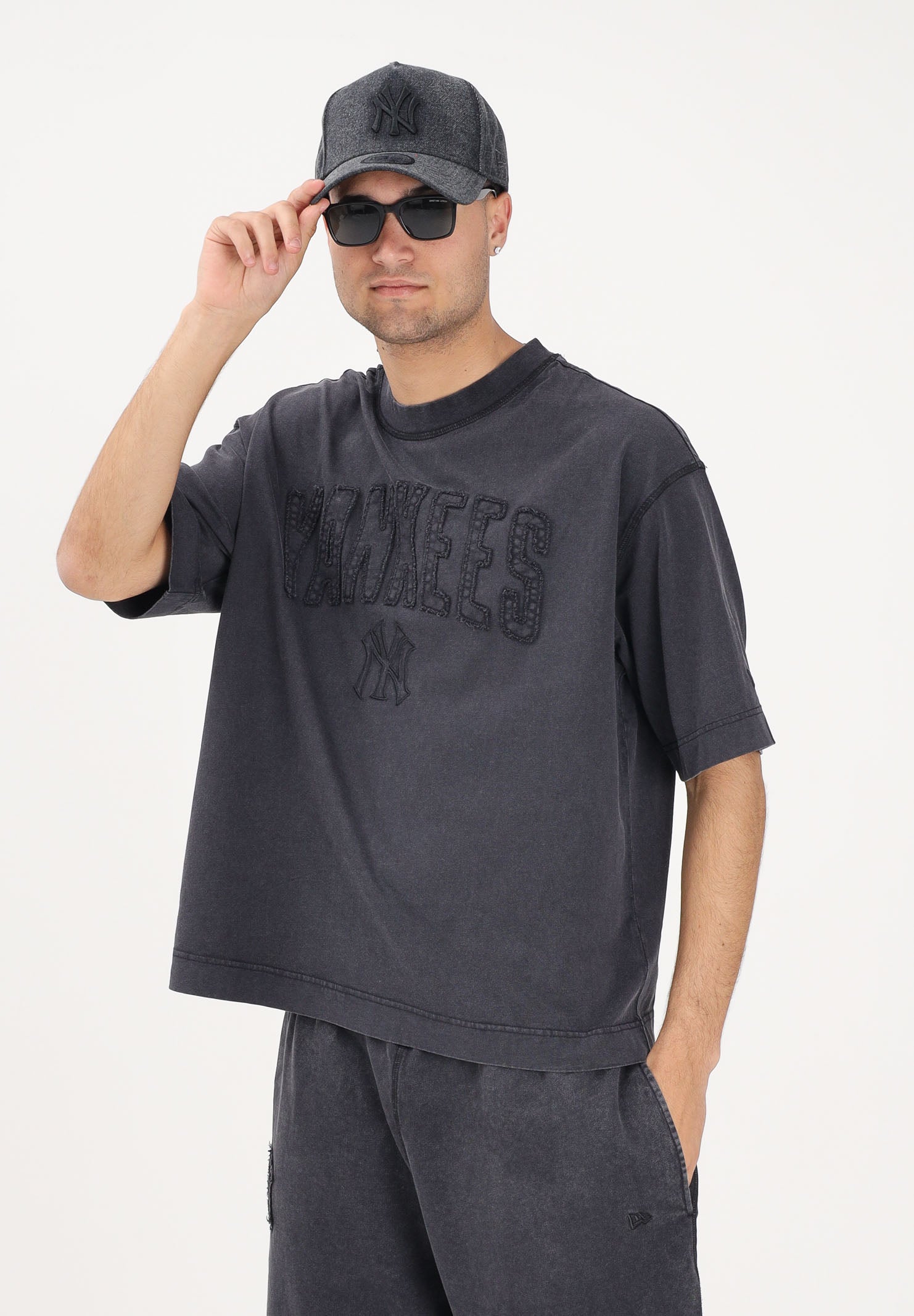 NEW ERA T-shirt a manica corta New York Yankees MLB Washed nera per uomo e donna 60771645 . NEW ERA