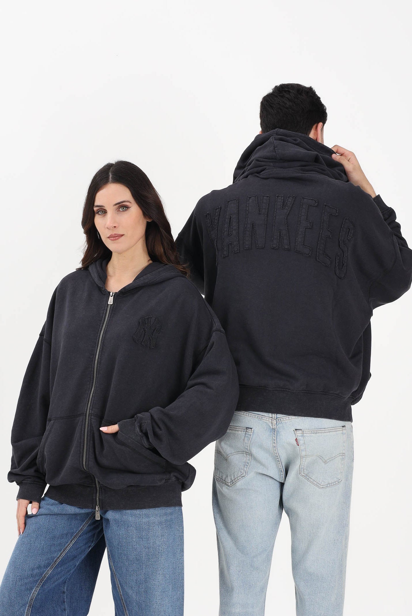 NEW ERA Felpa con zip New York Yankees MLB nera per uomo e donna 60771646 . NEW ERA